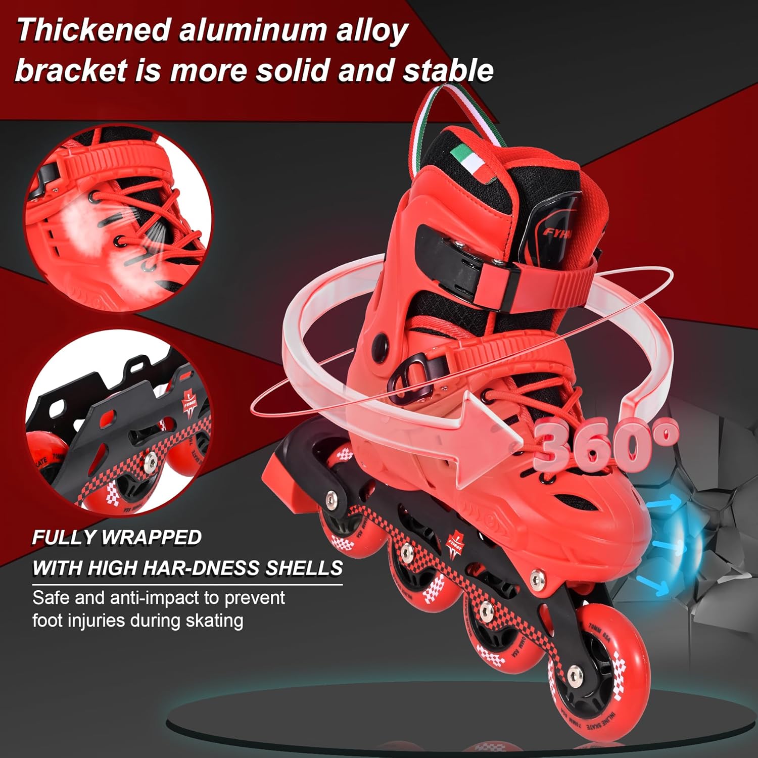 Adjustable Kids Inline Skates for Girls Boys with 8 Wheels, Kids Inline Roller Skates Blades for Youth Children Beginners Big Kids for Indoor Outdoor Playing