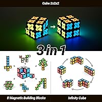 Vista 3 de TOSY Cubo Magnético 2x2 - 8 Bloques, Juguetes 2en1: Cubo de Rompecabezas 2x2x2 e Infinity Cubo Personalizable, Luminoso, Regalo para Relleno