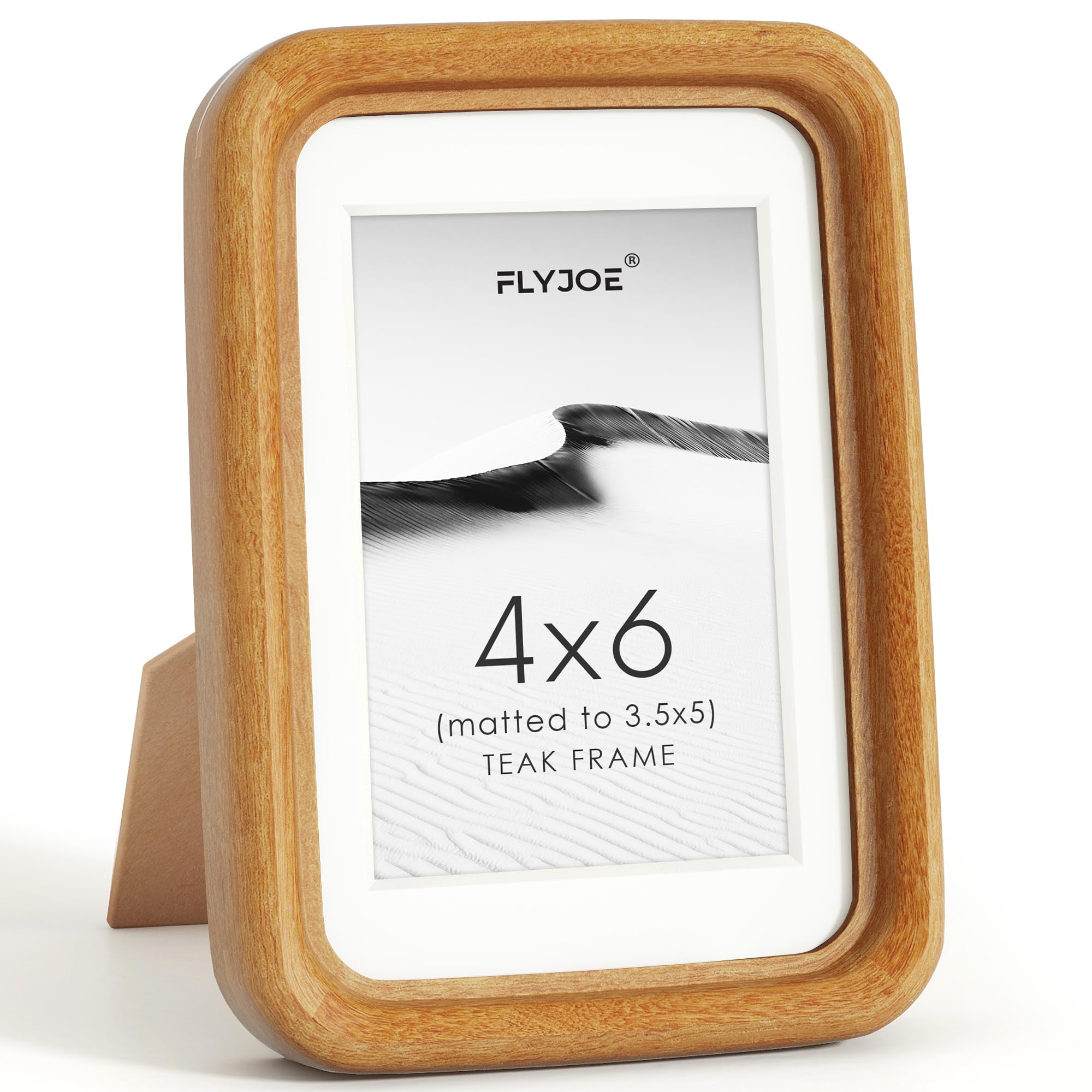 Solid Wood Picture Frame, Tempered Glass, Mat, Teak, 4x6/10x15cm, 1pcs — image 1