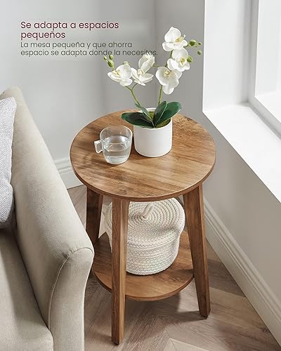Miniatura 7 de VASAGLE MAEZO Collection - Mesa auxiliar, Mesa auxiliar redonda pequeña de 2 niveles, Mesita de noche con patas cónicas, Transiciones curvas