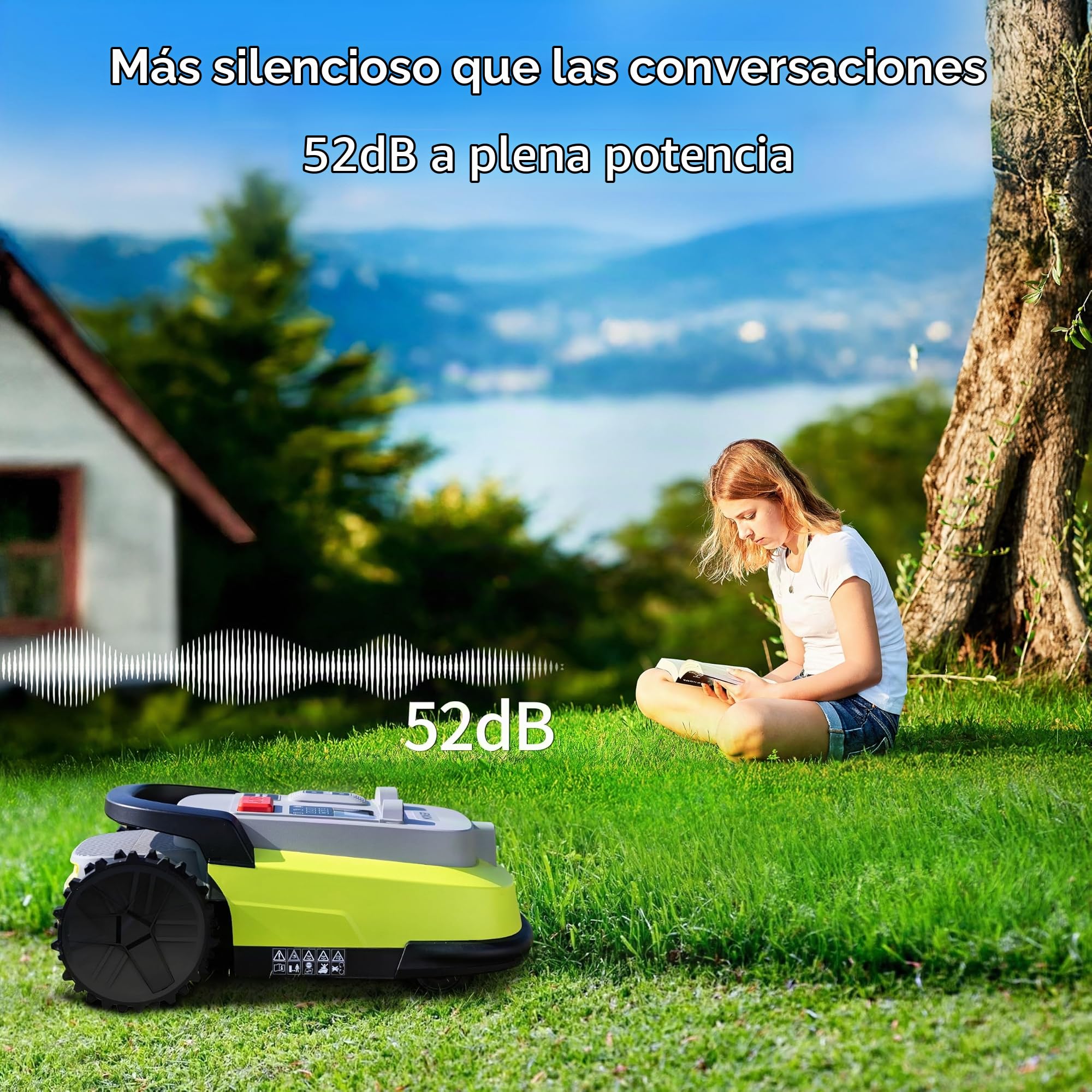M10 Robot Cortacésped Perimetral sin Cables, Navegación Inteligente, para Jardines hasta 1000 m², Evitación de obstáculos, Control por aplicación, Pendiente del 55%