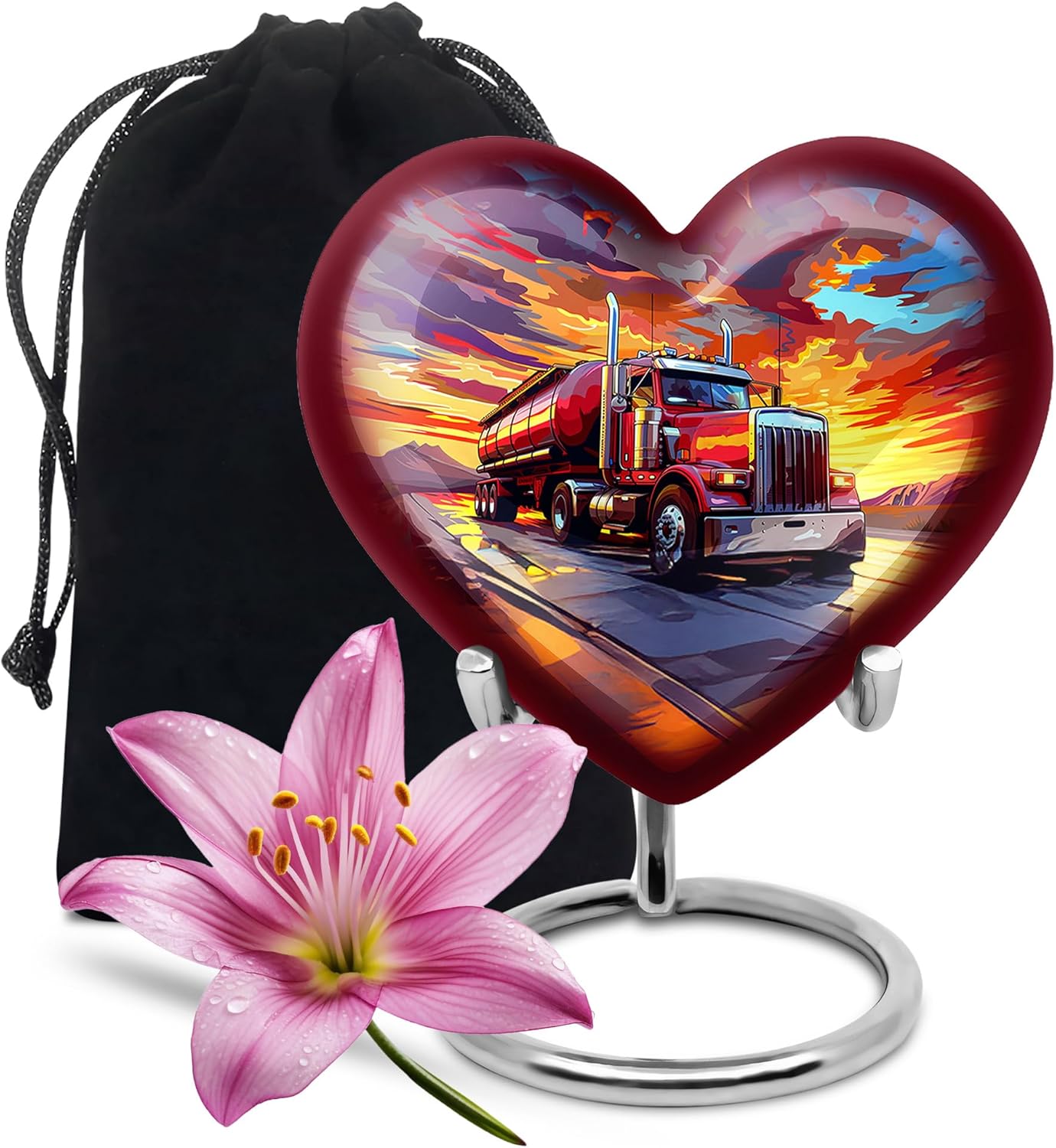 Truck Large Outdoor Urn for Ashes Mother - Blue Burial Urns for Ashes Adult Male - Purple Truck Cremation Urn - Human Memorial Funeral Ash Container 10 Inch