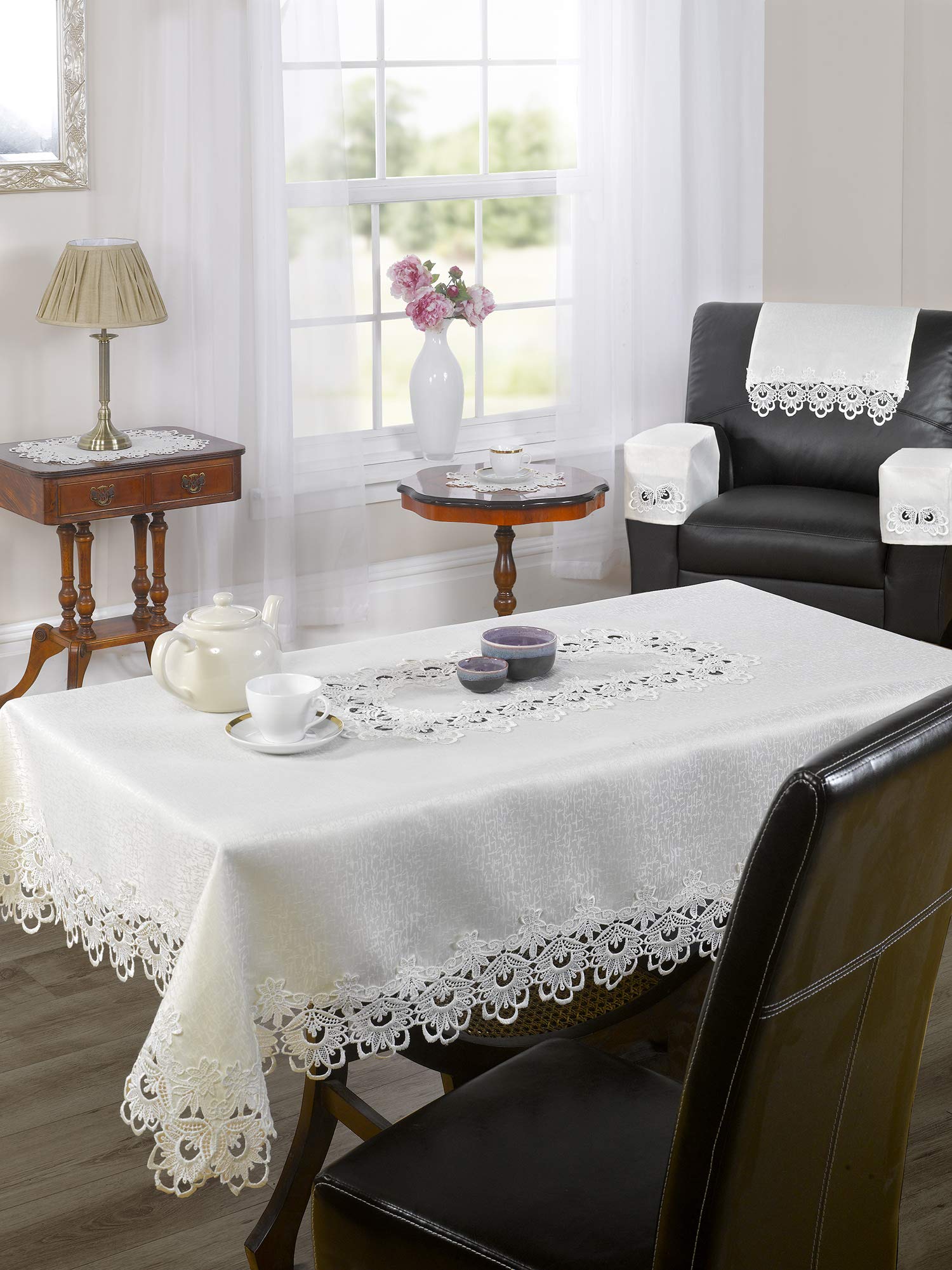 Emma Barclay Cream Lucinda Embroidered Table Runner In - 16X72 (40X183cm)