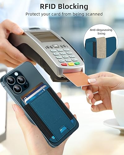 Miniatura 49 de HiWe Cartera MagSafe, cartera magnética más fuerte para iPhone 17/16/15/14/13/12, soporte para 7 tarjetas, RFID delgado minimalista de cuero, 1