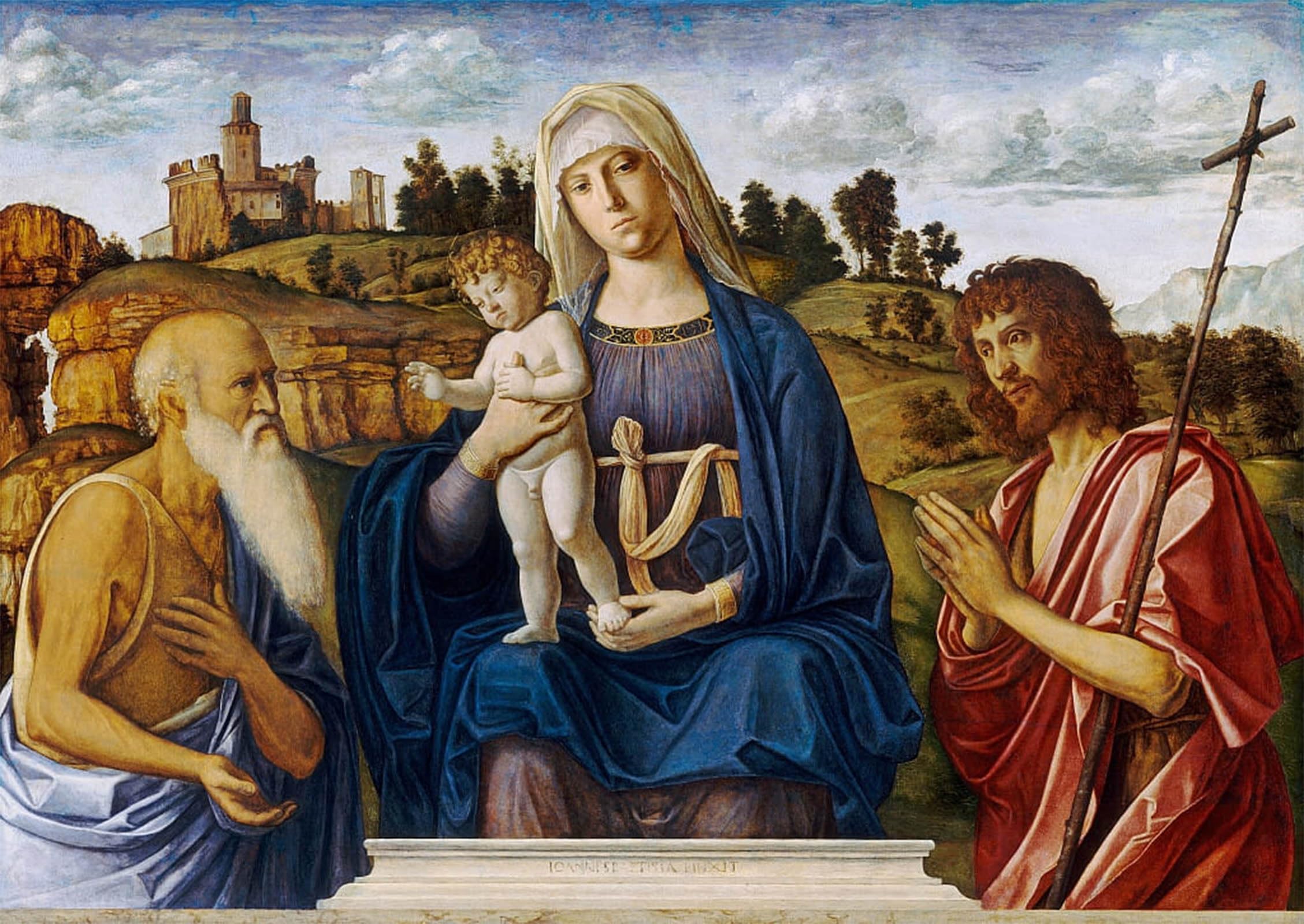 SERENDIPITP Vintage Wall Art Canvas Nordic Poster Canvas Print Picture Lady and Child with Saint and Saint the Baptist by Battista Cima Da Conegliano Wall Art Poster for Home Decor 60x90cm