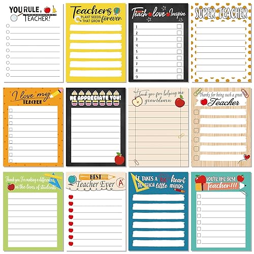 12 Pcs Teacher Appreciation Notepad Gift Sets Lined Notepads Teacher