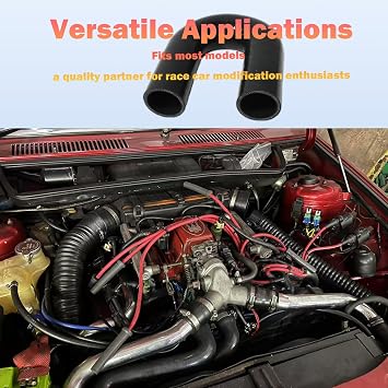 Automotive Silicone Tubing, ID 2.25 (57mm) 180 Degree U Bend Elbow Coupler Hose, 5(127mm) Leg Length,4-Ply High Performance Coupler Silicone Hose (Black)