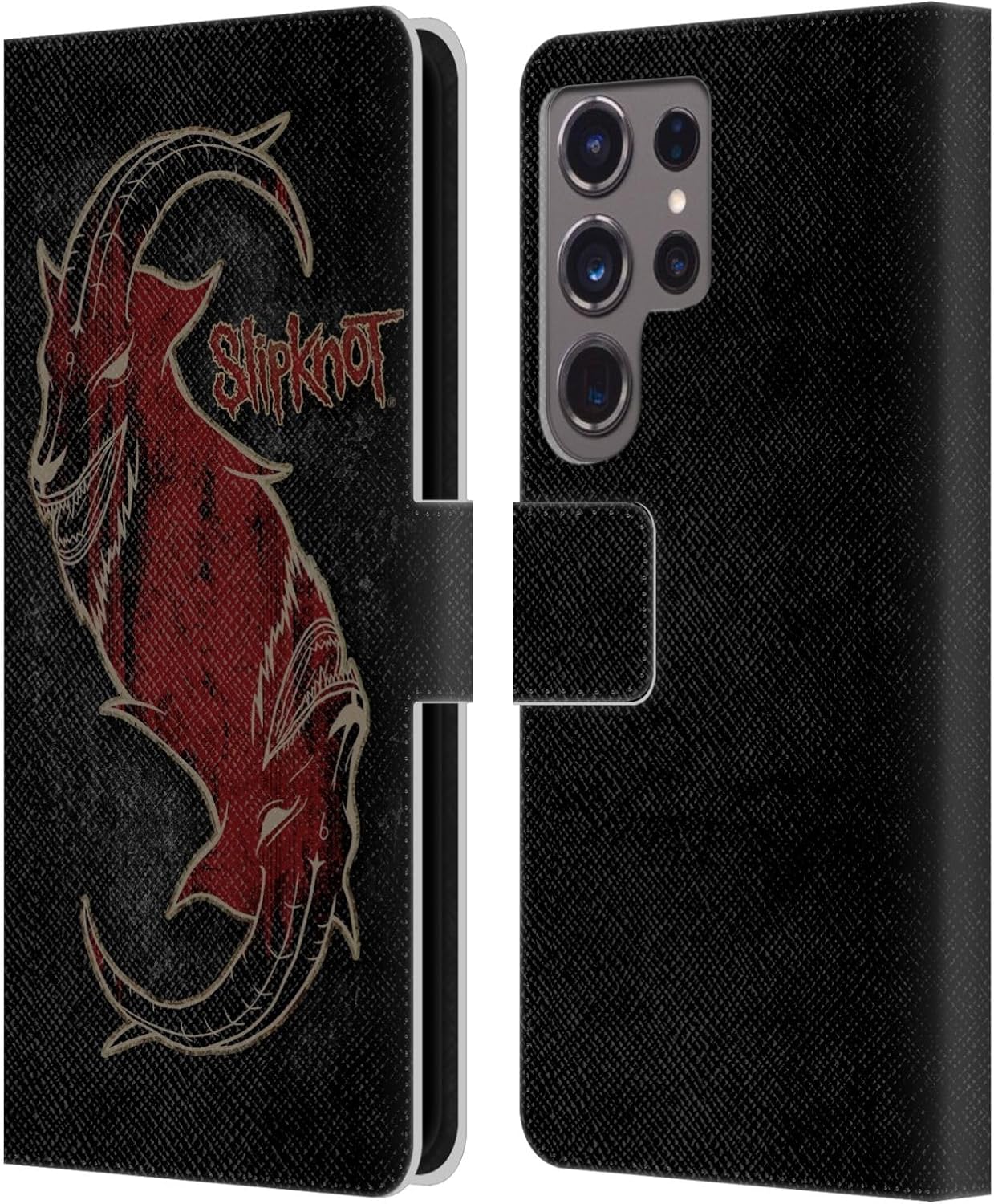 Head Case Designs Officially Licensed Slipknot Red Goat Key Art Leather Wallet Case Compatible with Samsung Galaxy S24 Ultra 5G