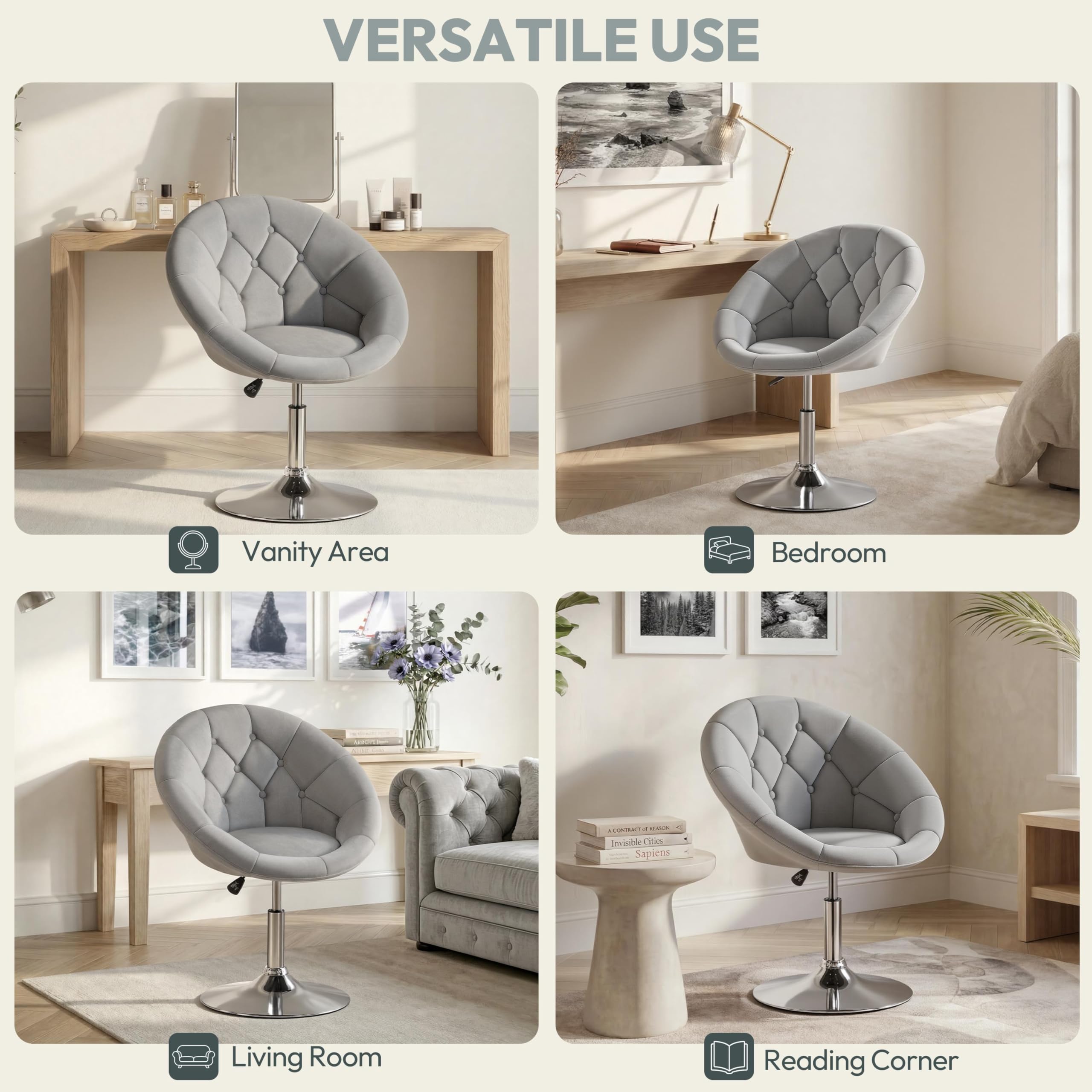 grey velvet dressing table chair Silver Velvet Dressing Table Chair JONPONY Velvet Armless Desk Accent Chair, Mid-Century Modern, Gold