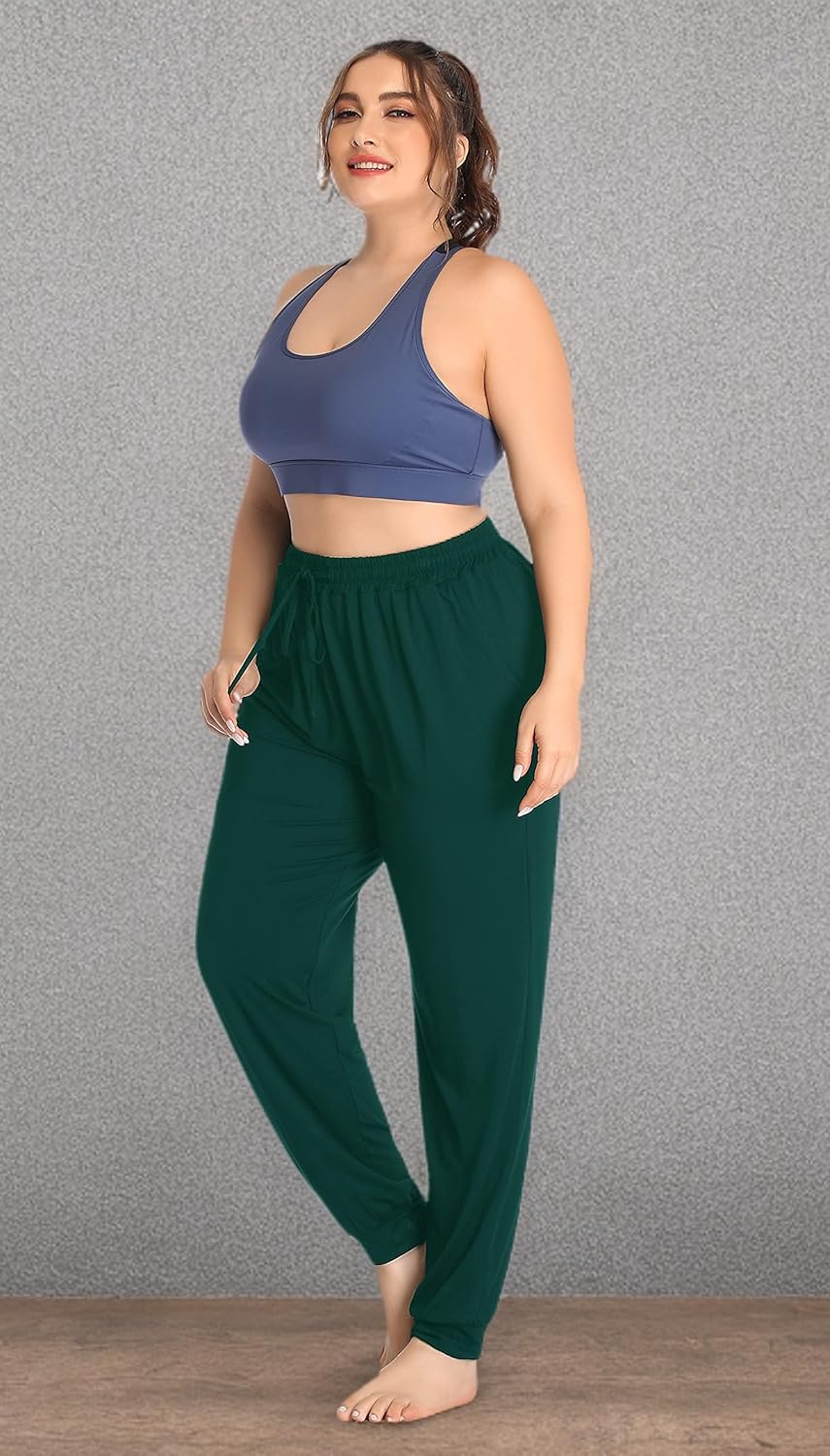 ZERDOCEAN Women's Plus Size Casual Lounge Yoga Pants Comfy Relaxed Joggers Pants Drawstring with Pockets - Image 6