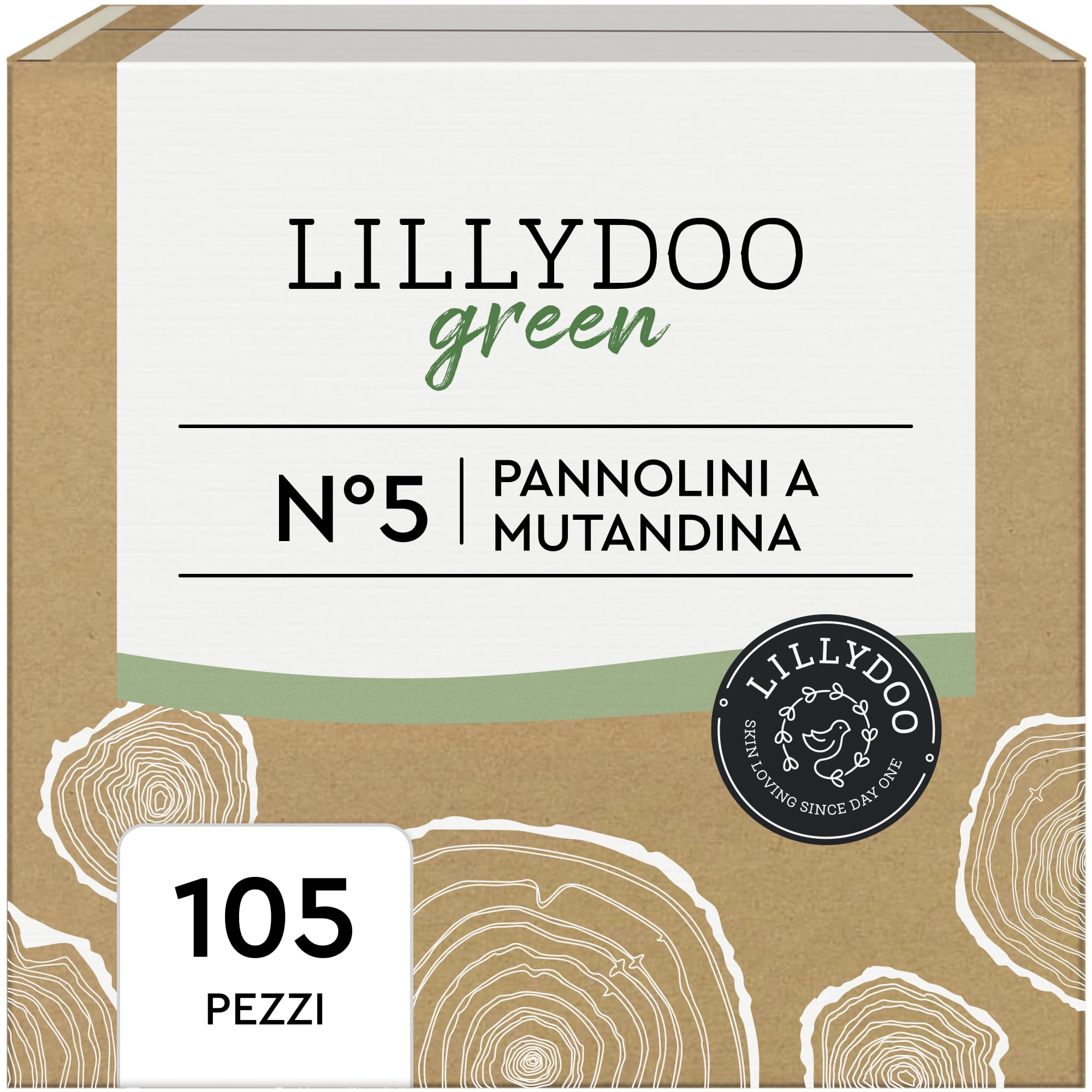 Pannolini a mutandina a ridotto impatto ambientale LILLYDOO green, taglia 5 (12-17 kg), Confezione da 5 x 21 pannolini (105 pannolini)