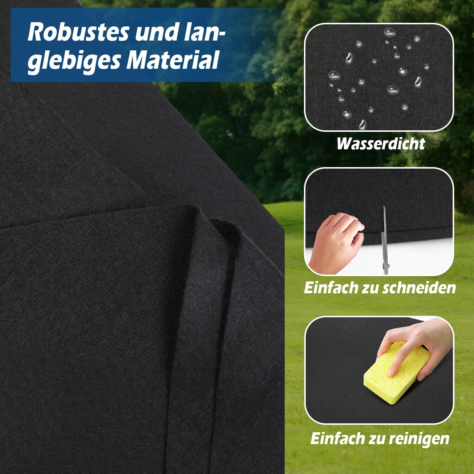Lona de suelo para piscinas, alfombra de suelo para piscina, 400 cm, alfombrilla redonda de piscina plegable, resistente a los rayos UV y al desgarro, lona protectora para el suelo para