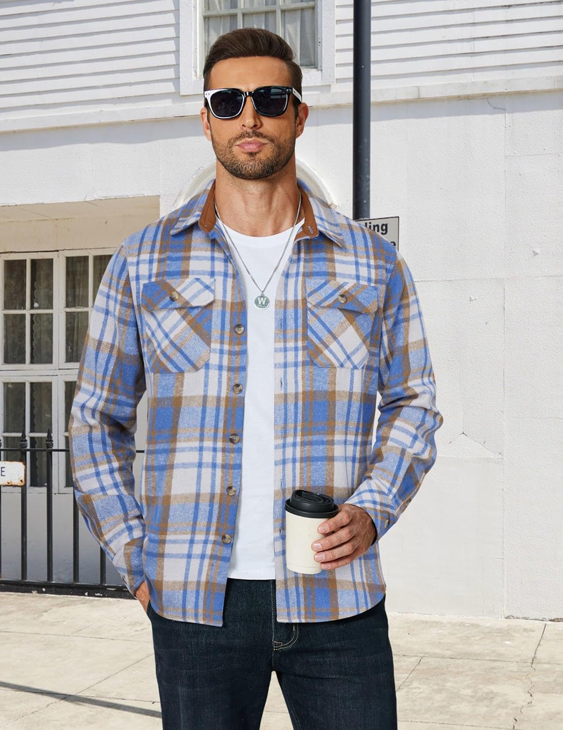 COOFANDY Men's Long Sleeve Flannel Shirts Jacket Fashion Plaid Jackets Casual Button Down Shirt with Pockets - Image 2