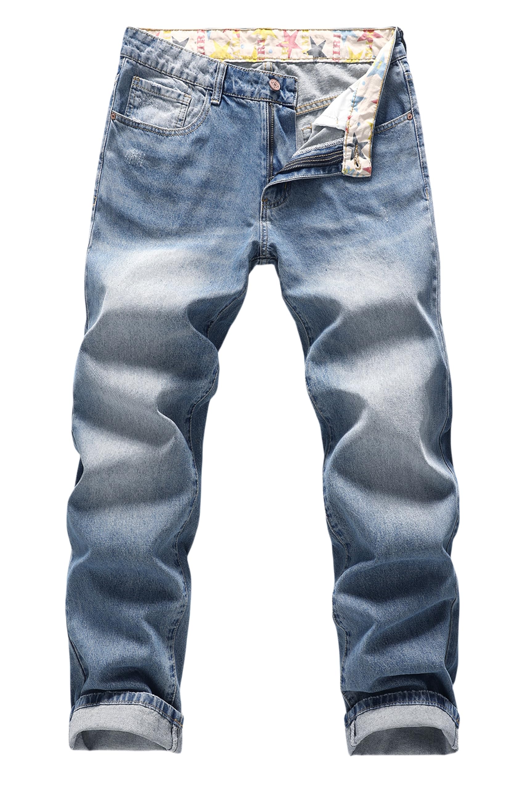 Men's Non-Stretch Regular Fit Straight-Leg Denim Pants Jeans
