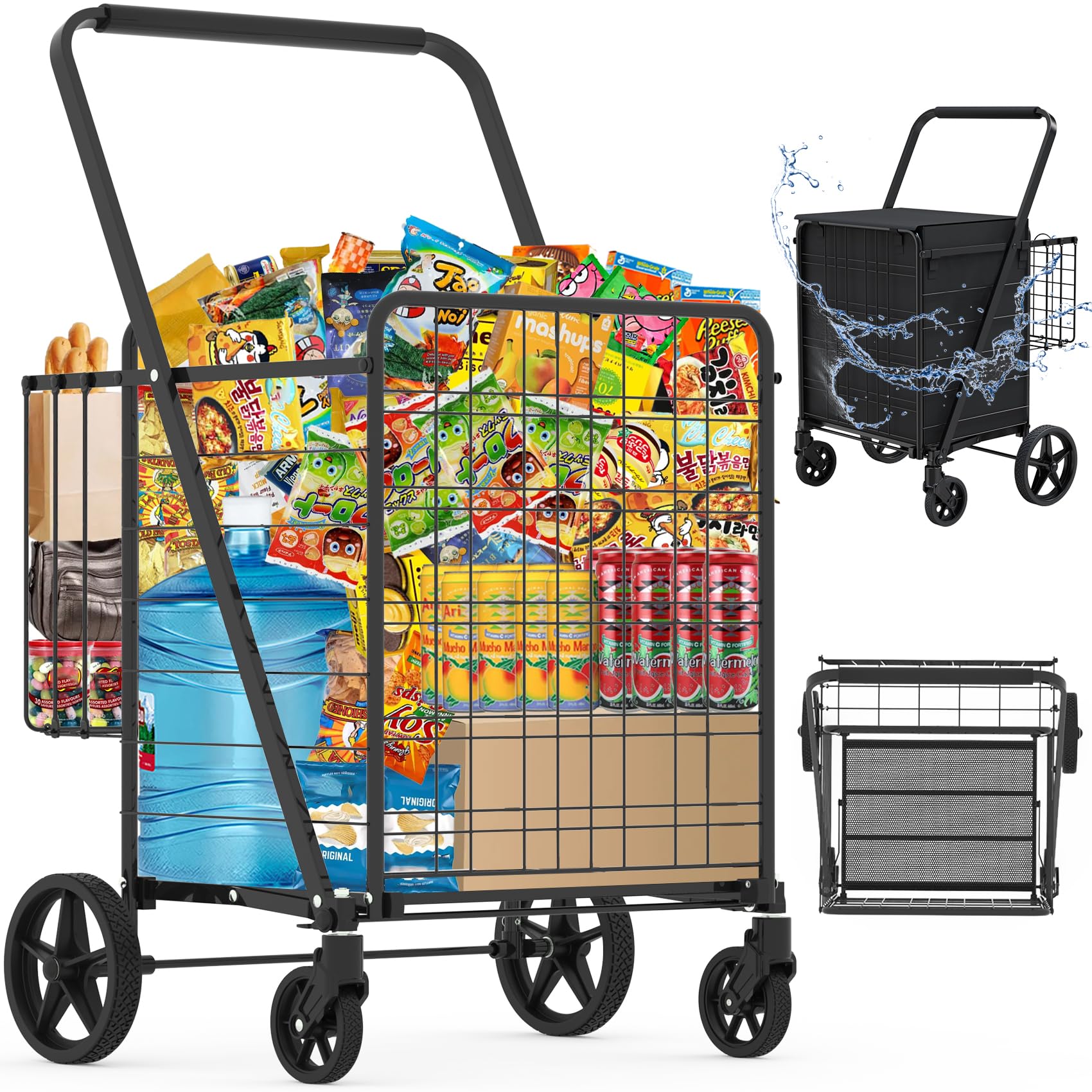 JIALIJIU Heavy Duty Folding Shopping Cart