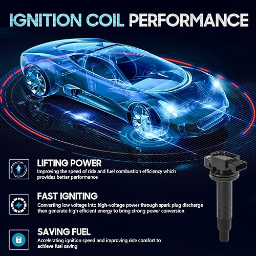 Miniatura 2 de Paquete de 4 bobinas de encendido con 4 bujías de iridio compatibles con Toyota Camry Yaris Echo Prius C Yaris Scion xA xB L4 1.5L, reemplazo para