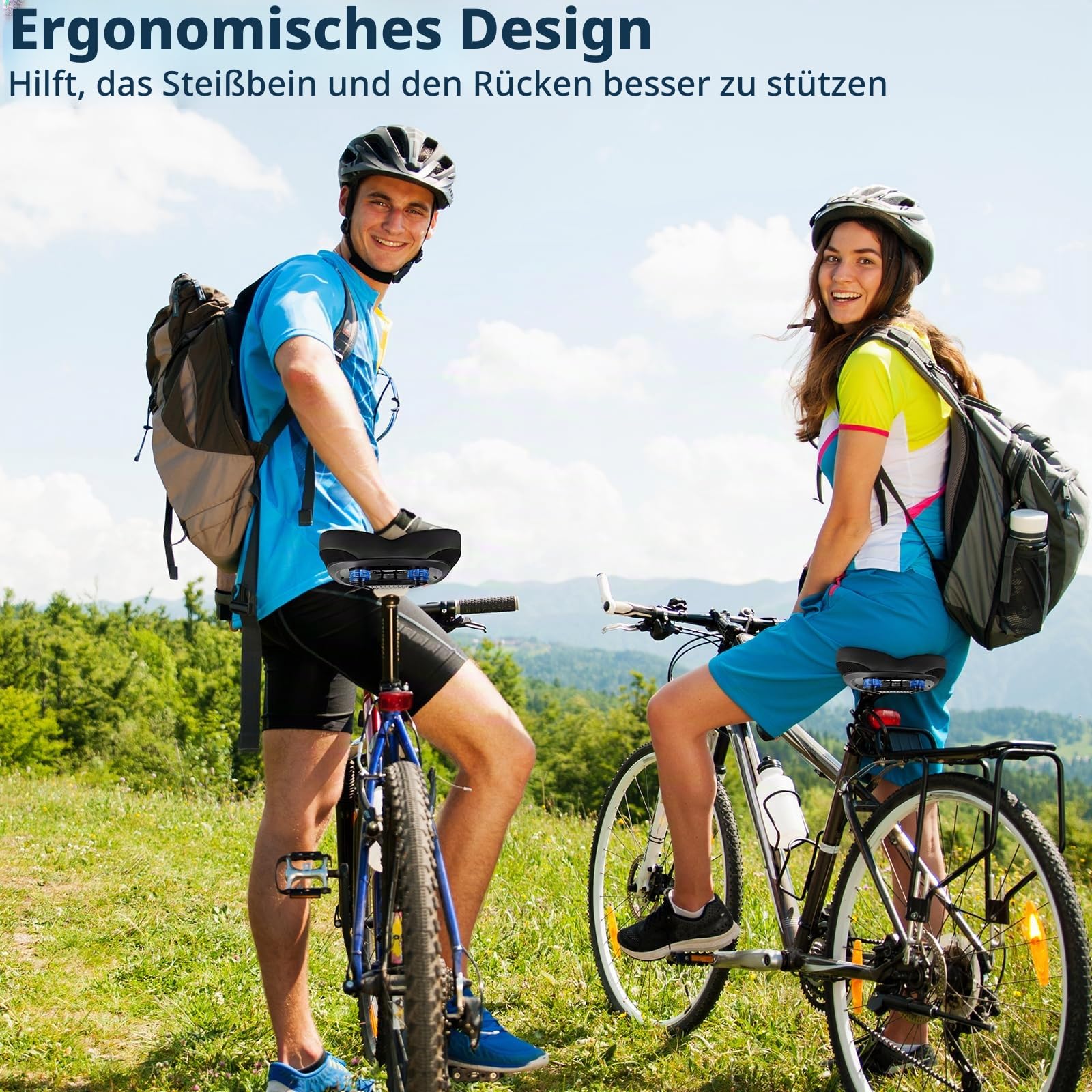 Bequemer Übergroßer Fahrradsattel für Herren & Damen,Extra Breiter Heimtrainer Fahrrad Sattel Universal Ersatz fahrradsitz für Cityrad,Ebike,Heimtrainer,Mountainbike