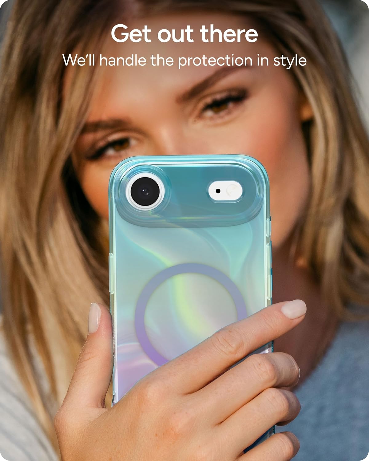 ZAGG Milan Snap Case for iPhone Air - Iridescent Bubble, Graphene Strengthened Phone Case with Drop Protection (13ft/4m), Textured Edges & Sparkle Design, MagSafe Charging Compatible