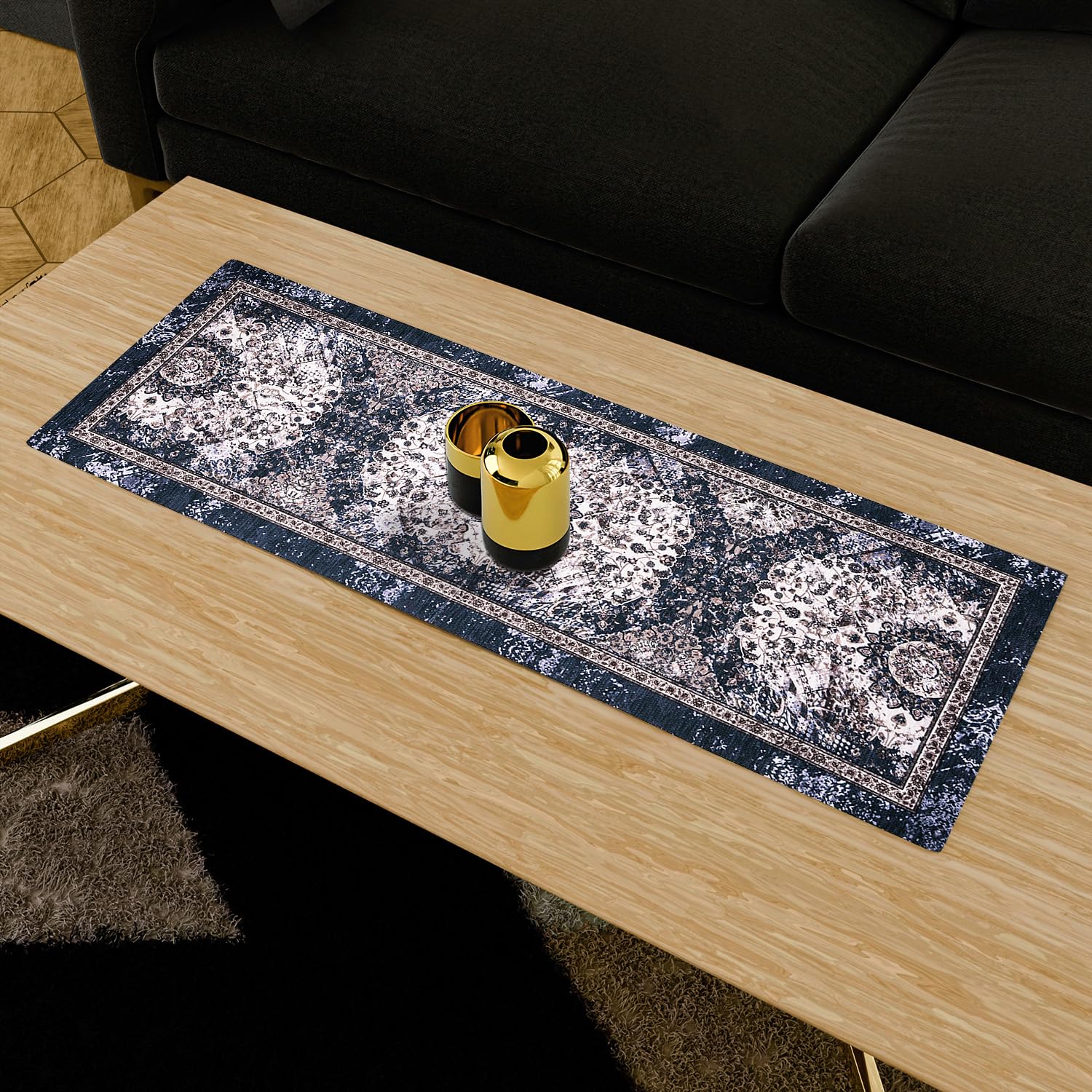 Heart Home Blue Table Runner | 13X36 Inch | Dining Table Runner | Wedding Table Runner | Table Runner For Family Dinners & Hotels | Coffee Table Runner | Carpet Printed |