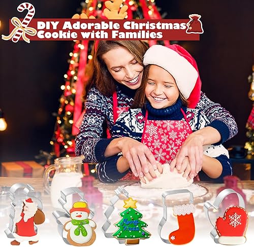 Miniatura 7 de Juego de cortador de galletas de Navidad, muñeco de nieve, copo de nieve, árbol de Navidad, hombre de jengibre, casa, bastón de caramelo, ángel,