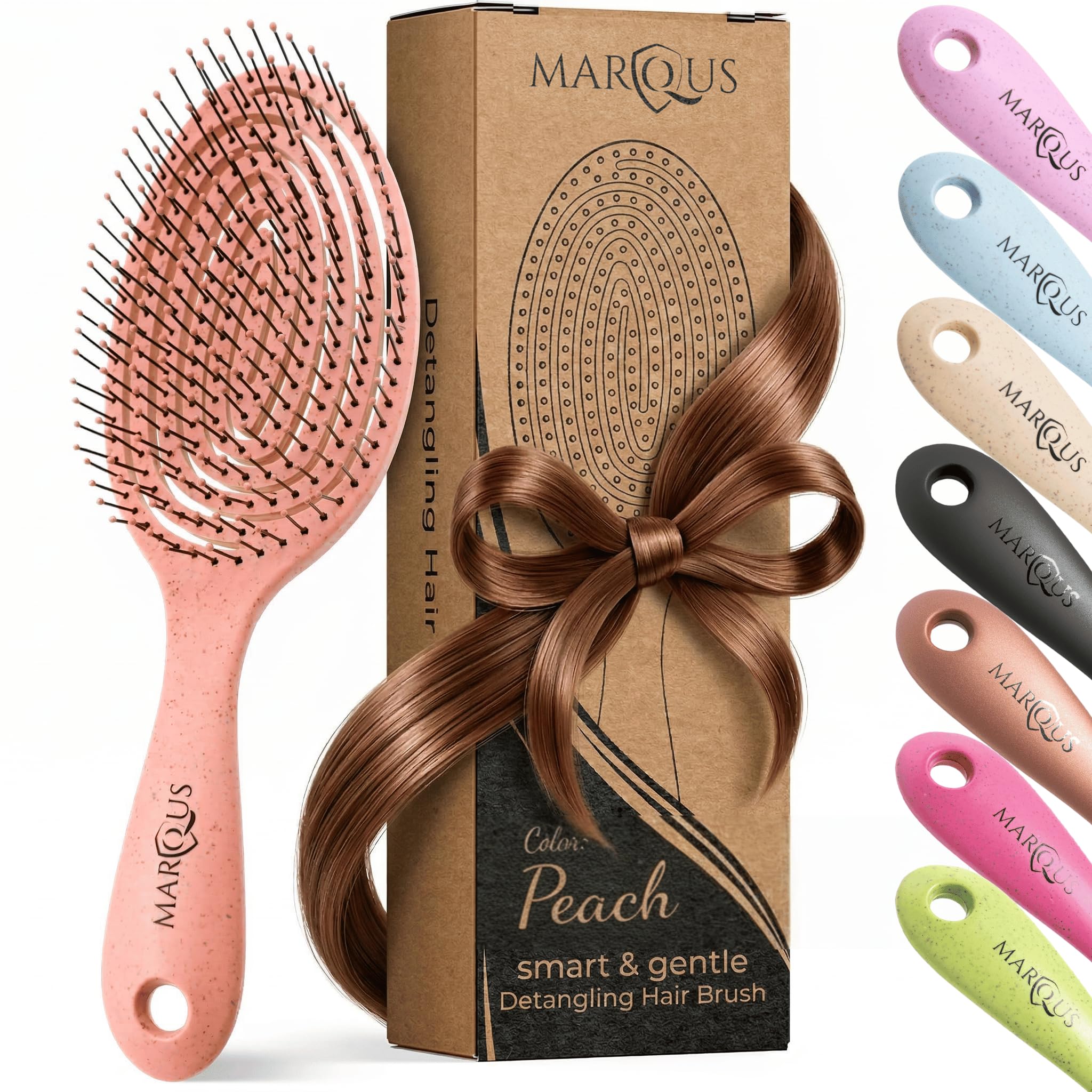 marQus Bio Haarbürste ohne Ziepen mit einzigartiger Doppelspiralfeder und noch mehr Borsten zur optimalen Druckverteilung und Pflege, Entwirrbürste für jeden Haartyp, 1 Stück, Farbe Aqua Blau