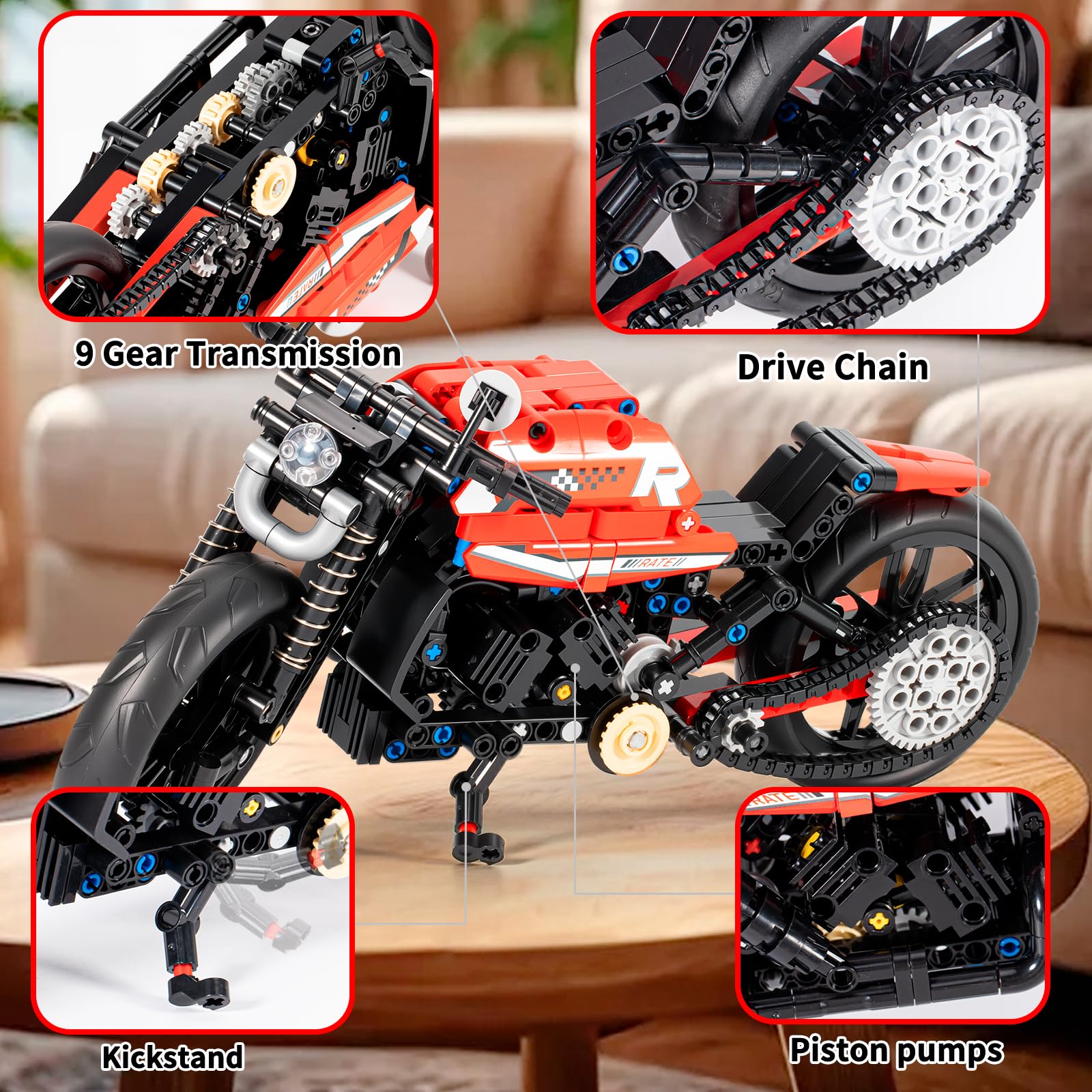 Moto Da Costruite Mattoncini Technic Ktm Scala 1:8 Arancione 579 Pezzi