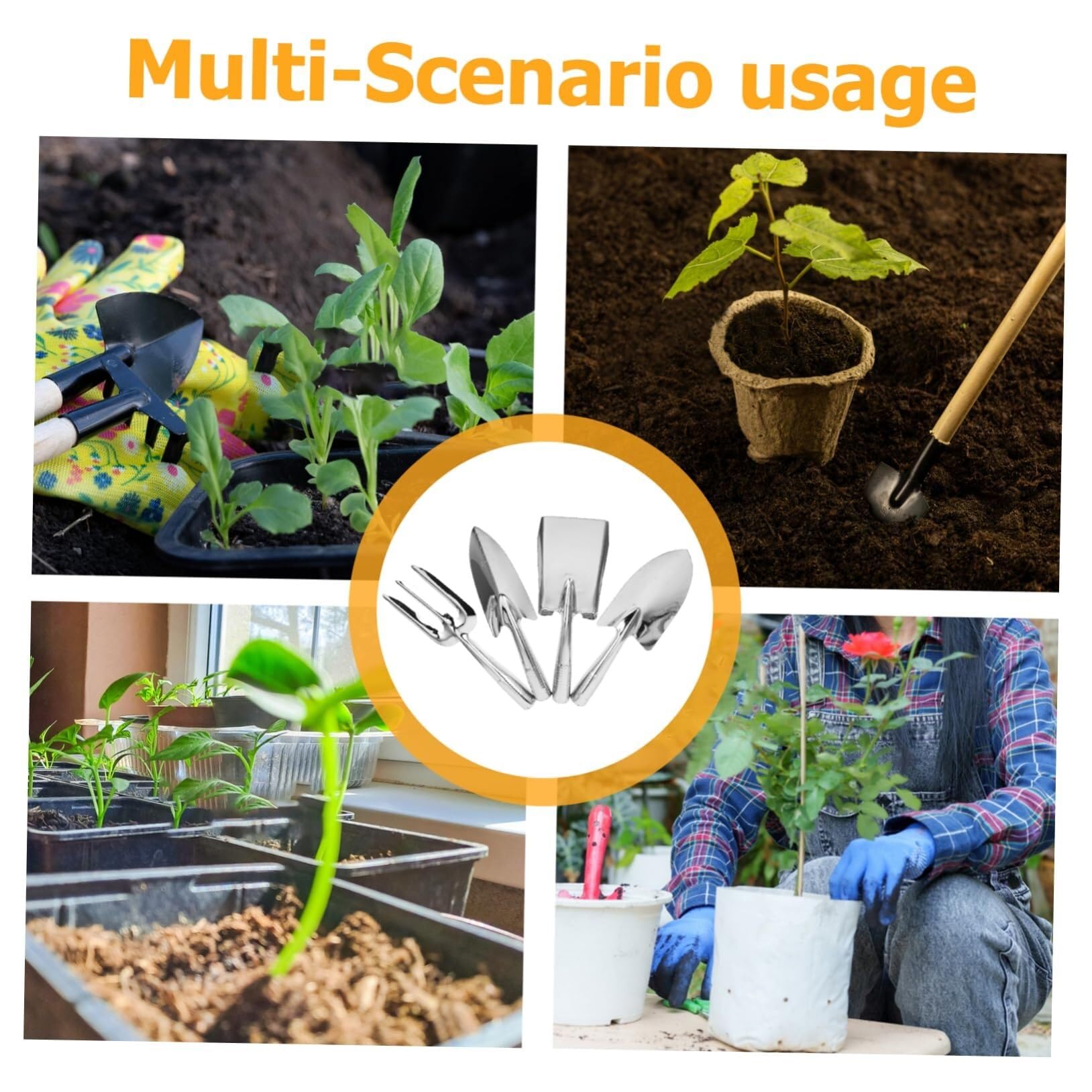 cazzuola Set di attrezzi da giardinaggio da 4 pezzi Attrezzi da giardino in acciaio inossidabile Include pala, rastrello, forchetta e cazzuola for piantare diserbo giardinaggio
