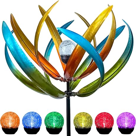 Multi-Color Tulip Solar Wind Spinner