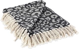 DII Bold Eclectic Leopard Woven Throw, 50x60, Black with White Spots