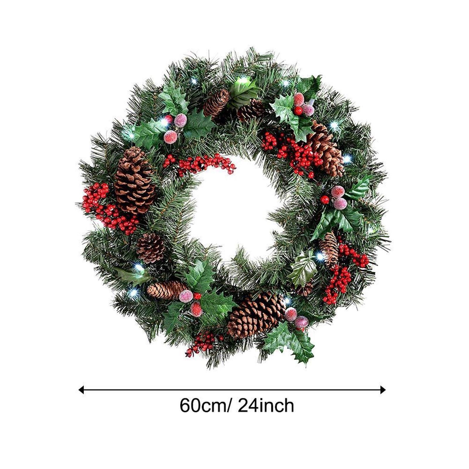 Wieniec jesienny 60CM wieniec bożonarodzeniowy wisząca girlanda na drzwi z wieniec mrozowy naturalne szyszki jagody dekoracyjna girlanda świąteczna wieniec bożonarodzeniowy