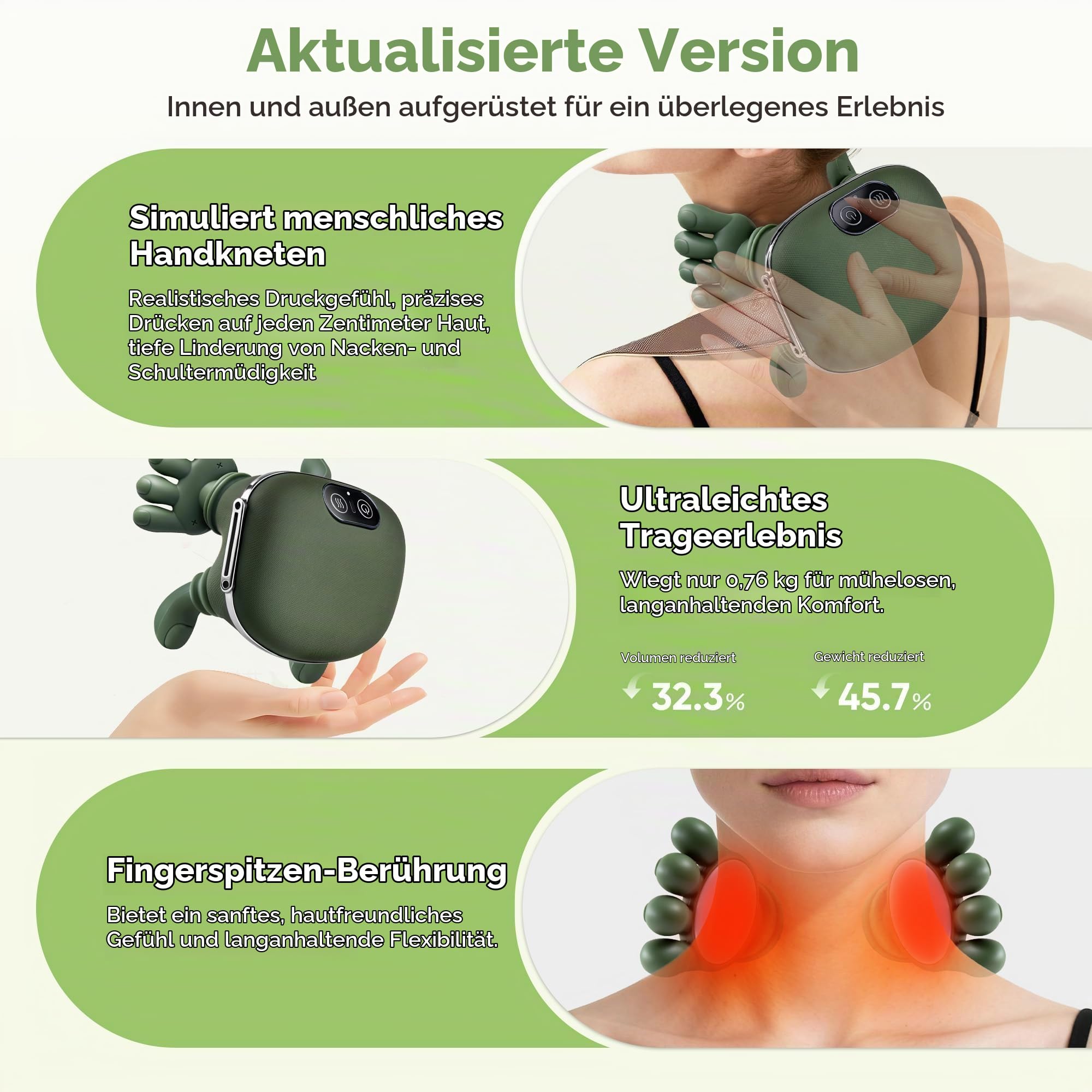 Nackenmassagegerät Elektrisch mit Wärme, 4D-Massagegerät