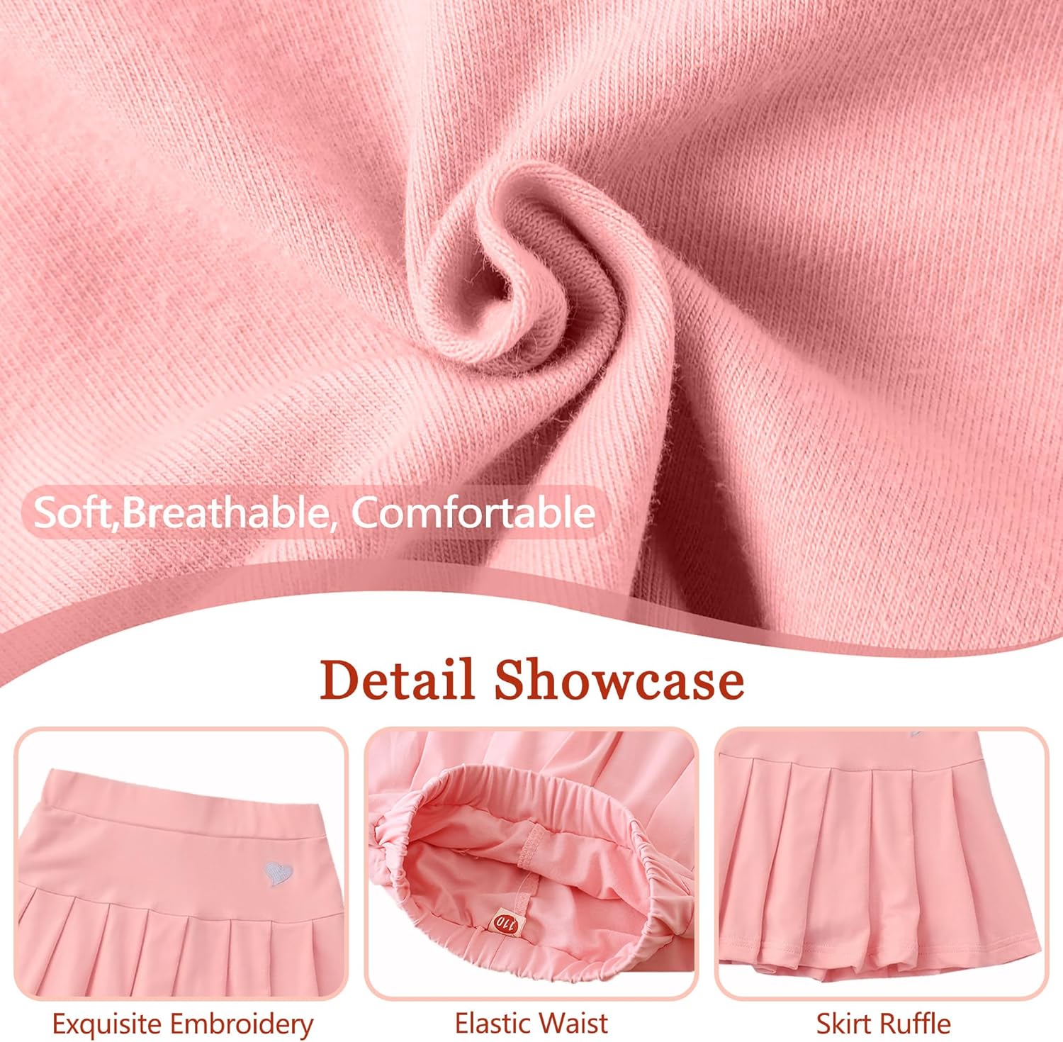 Girl Skorts Skirt Kids Casual Stretch Waist Skater Skirt Athletic Uniform Skorts - Image 3