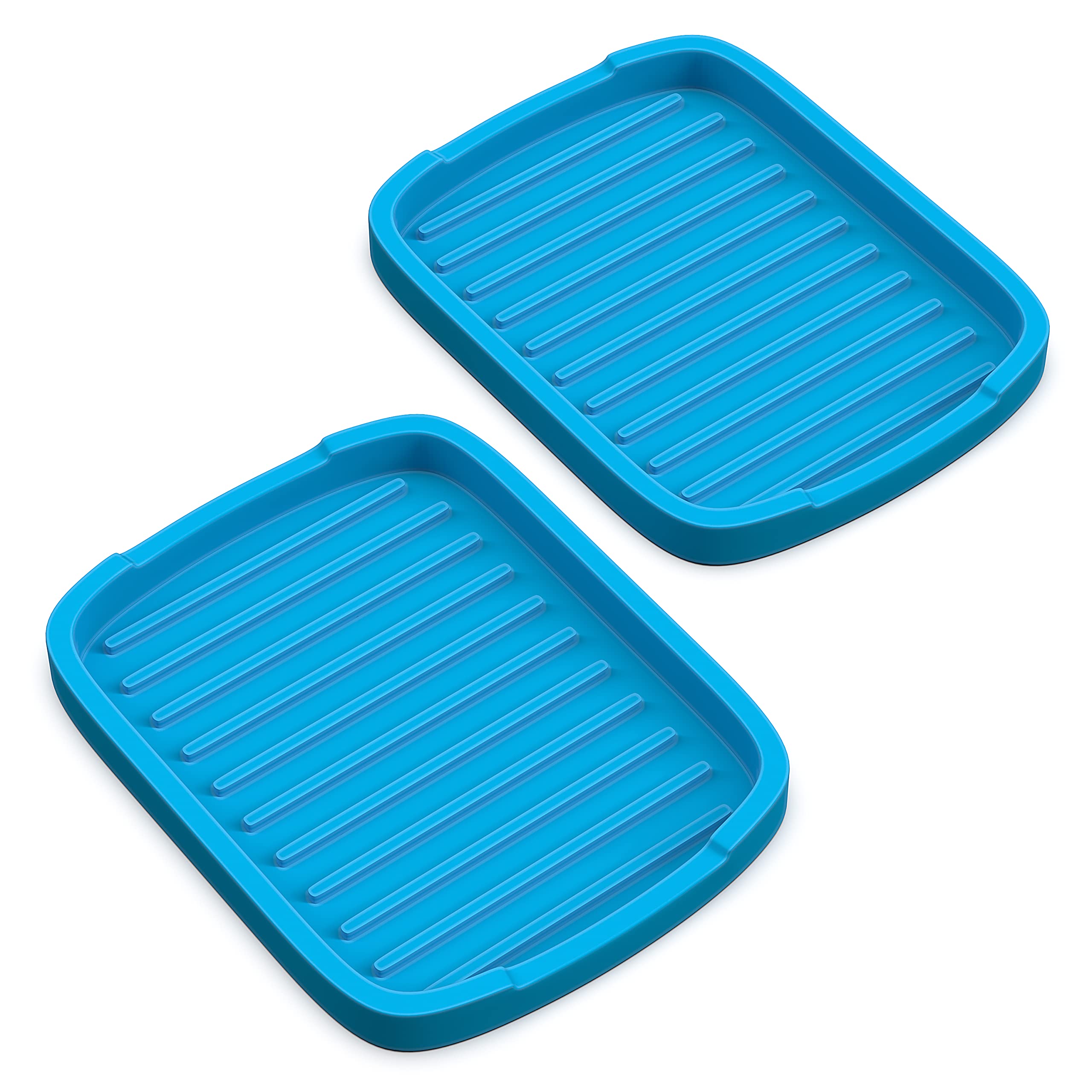 ZAPPOWARE Silicone Sponge Holder -soap Tray - 5.9" X 4.33" Set -2pcs (Blue)