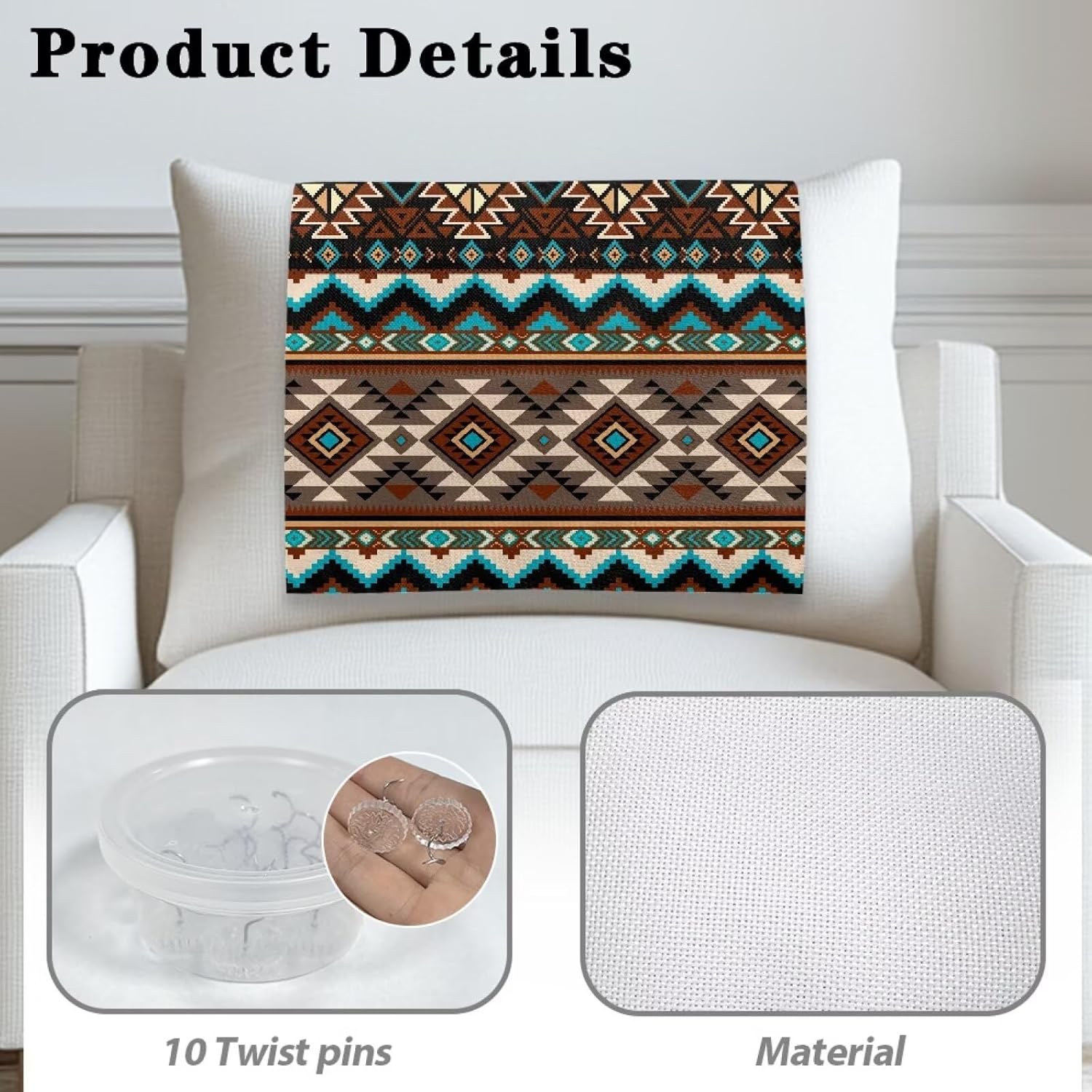 Aztec Recliner Headrest Cover Fabric Sofa Headrest Slipcovers Pet Scratch Resistant Couch Headrest Covers Furniture Protector for Recliner Leather Sofa Couch Set of 2