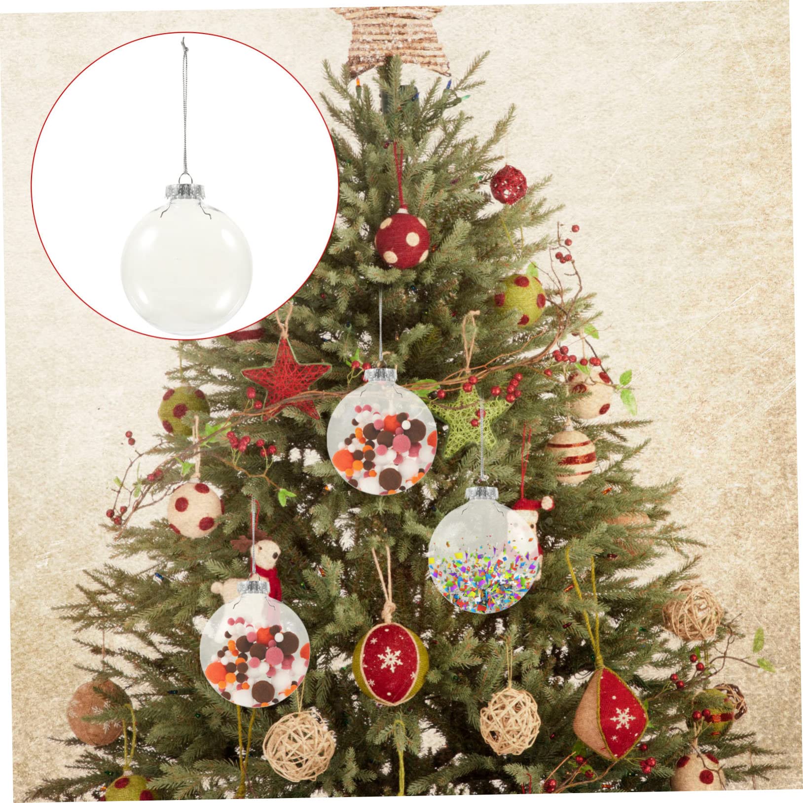 TOPBATHY 18 Piezas Bolas Planas navideñas Bolas navideñas rellenables Adornos navideños de Burbujas Transparentes Navidad Bolas navideñas Personalizadas Christmas Tree Adorno de Bola Pelota