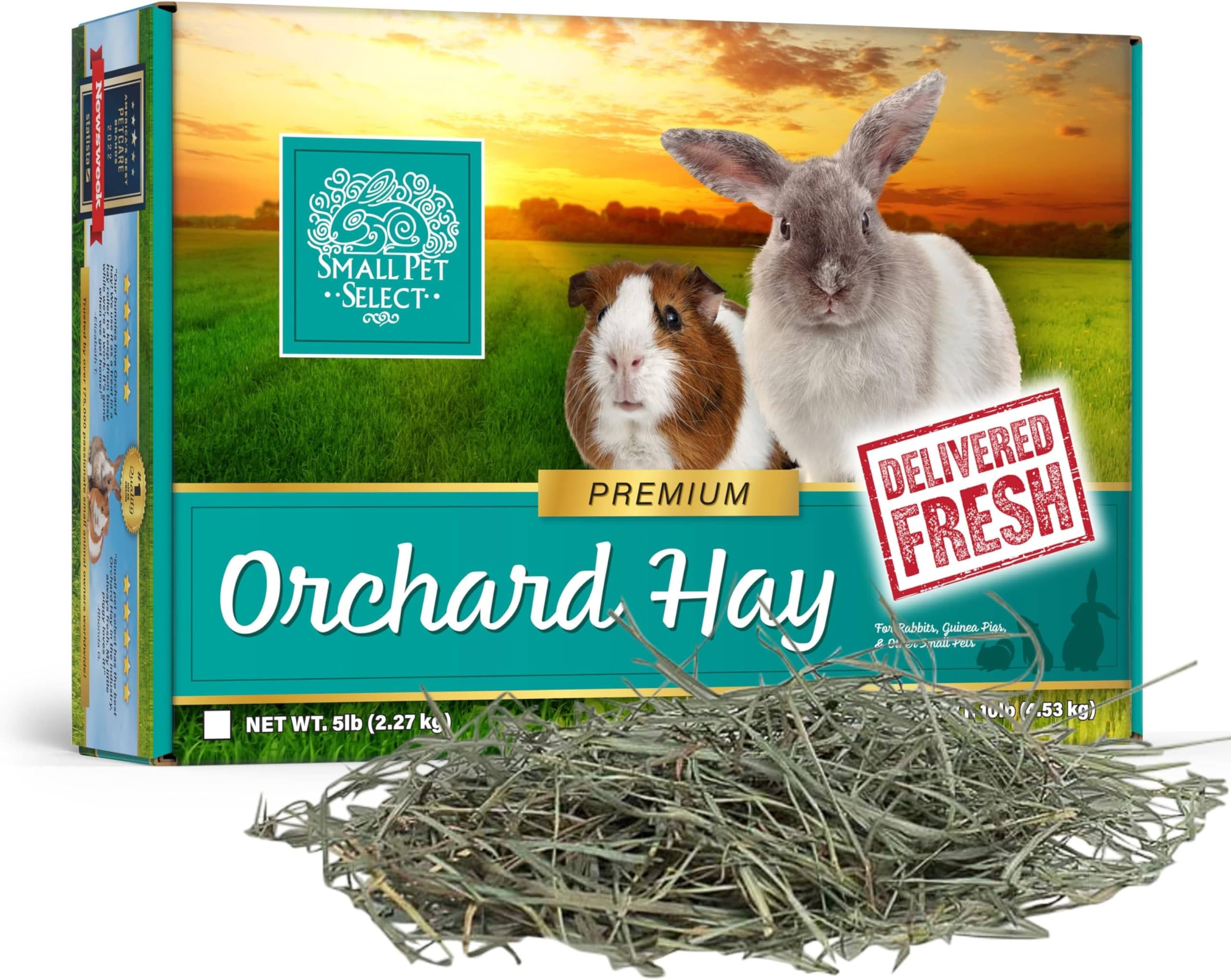 Orchard Grass Hay Pet Food for Rabbits, Guinea Pigs, Chinchillas and Other Small Animals, Premium Natural Hay Grown in The US, 5 LB