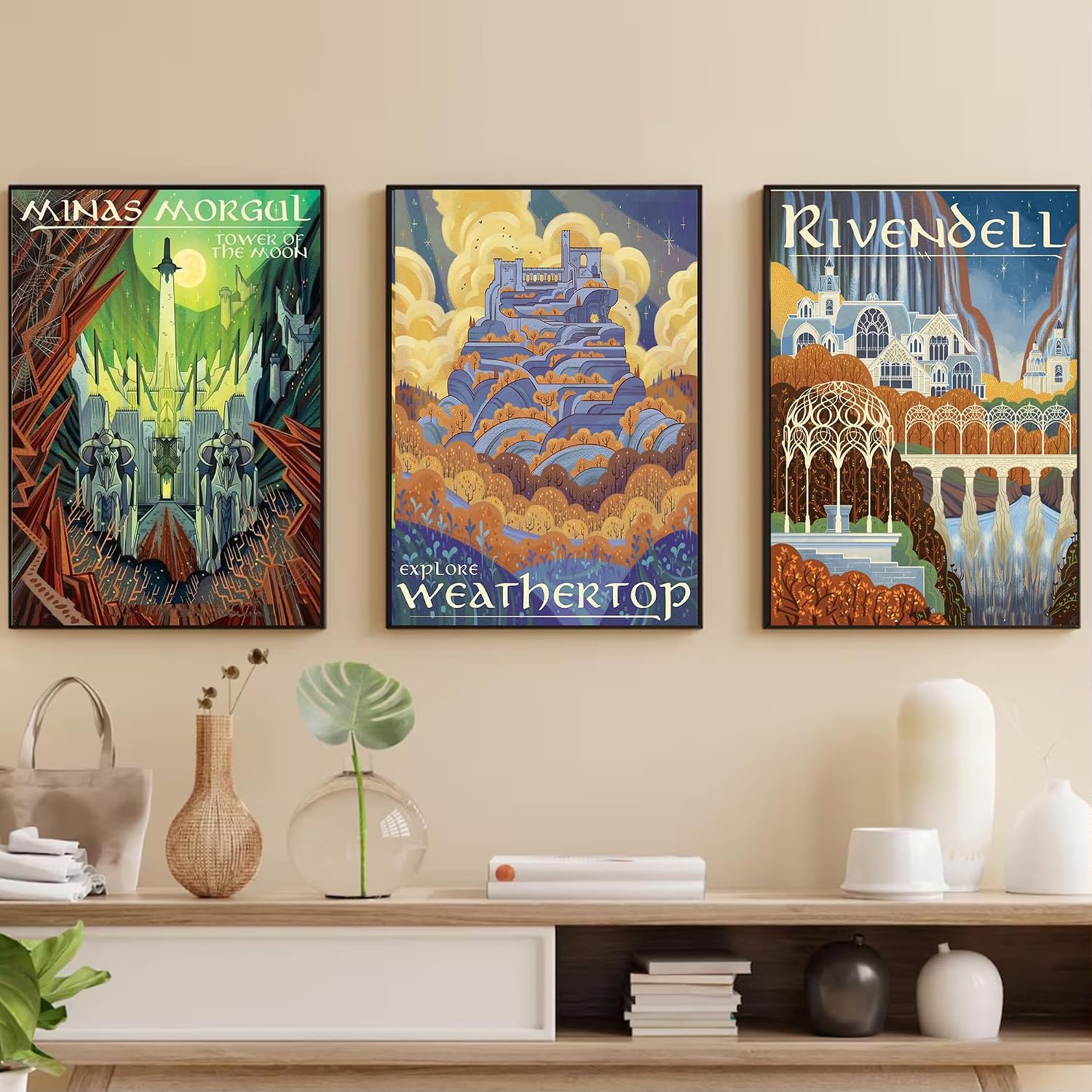 6Packs Ring Art Diamond Art Kits for Adults,Abstract Landscape Diamond Painting Kits,DIY 5D Fairy Dust Diamond Art PaintingS,Magic Castle Diamond Dots for Adults for Home Wall Decor 12x16inch