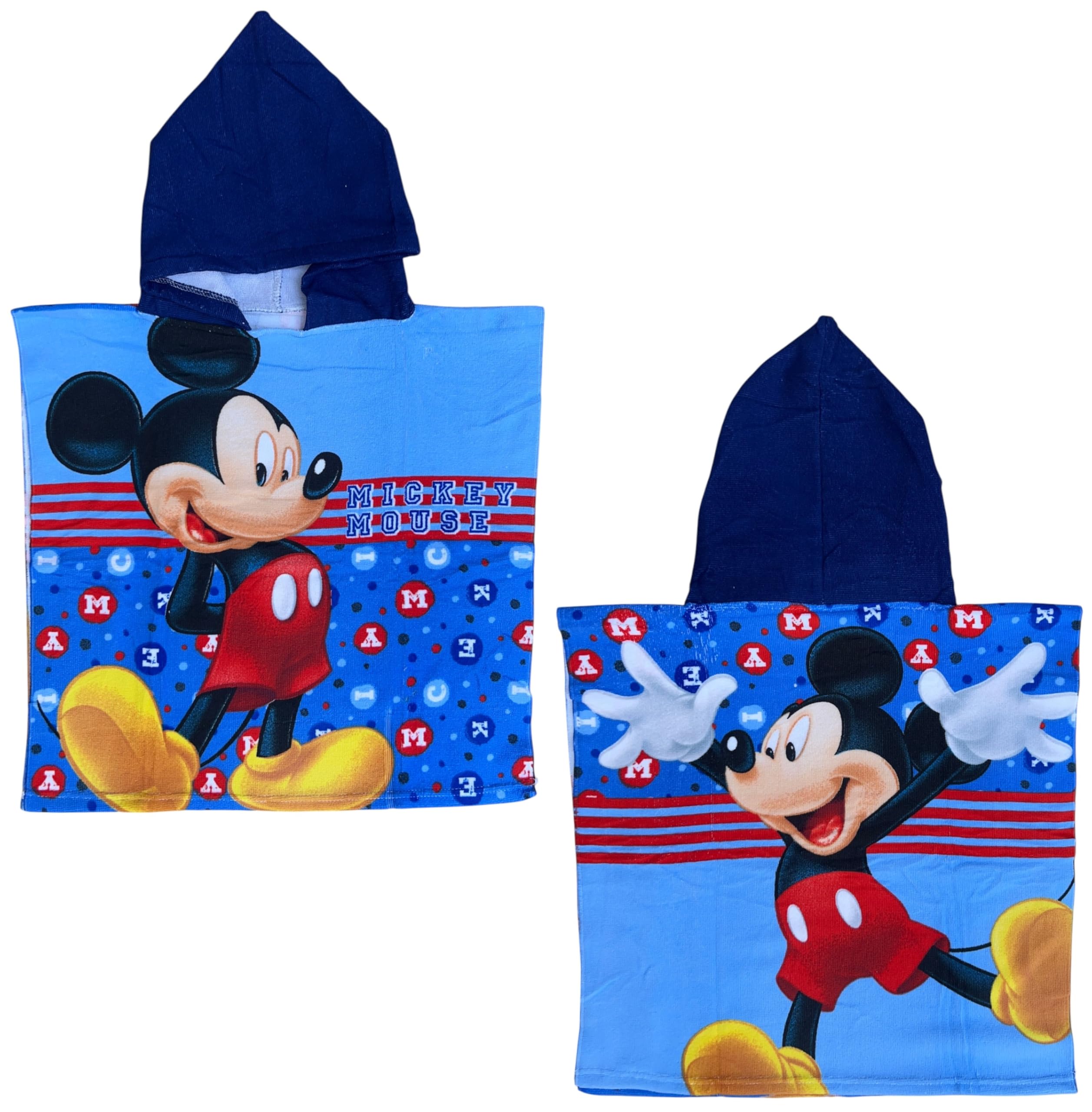 CARTOON Bath Poncho for Children Polyester Microfibre Size 50 x 100 cm Beach Pool, Mickey Mouse, Einheitsgröße