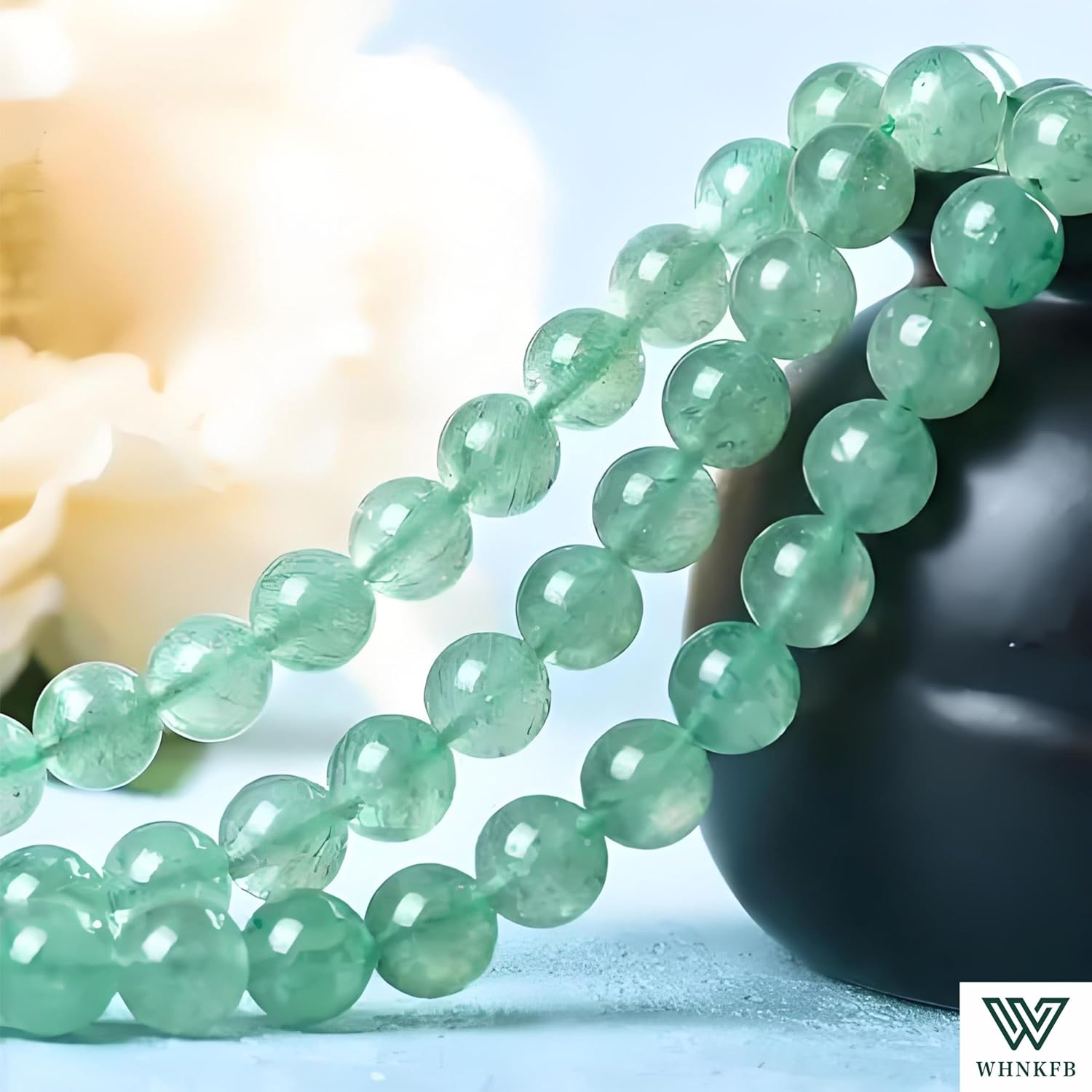 10mm 50PCS Natural Green Strawberry Quartz Round Beads, Loose Crystal Beads with Strawberry Seed-Like Contents for Jewelry Making Craft - 4mm 6mm 8mm 10mm Options with Free Elastic Cord