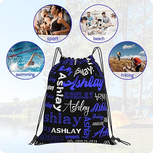 Miniatura 7 de Mochila personalizada con cordón para hombres y mujeres, pequeña bolsa de gimnasio, playa, compras, deporte, yoga, Nombre personalizado-11, Mochilas