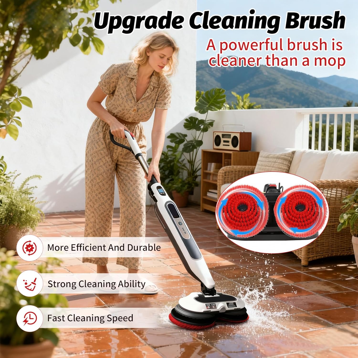 2 Pack Steam Mop Brush Head (Red) and 2 pack steam mop replacement pads (Gray), Upgraded Mop Pad Replacement Brush Heads Compatible with Shark Steam Mop S7000 S7001 S7020 S7005 S8021 S8001 etc