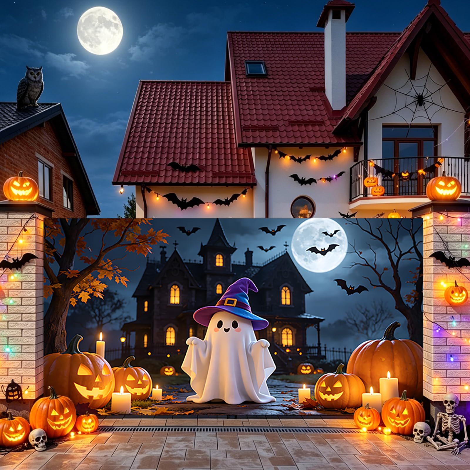 Baner na drzwi garażowe na Halloween, przerażające dekoracje na