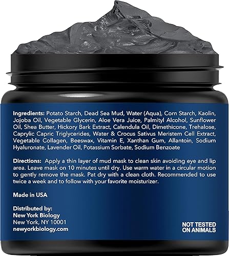 Miniatura 2 de New York Biology - Mascarilla de barro del Mar Muerto para cara y cuerpo con células madre y colágeno reductor de poros de calidad de spa para acné