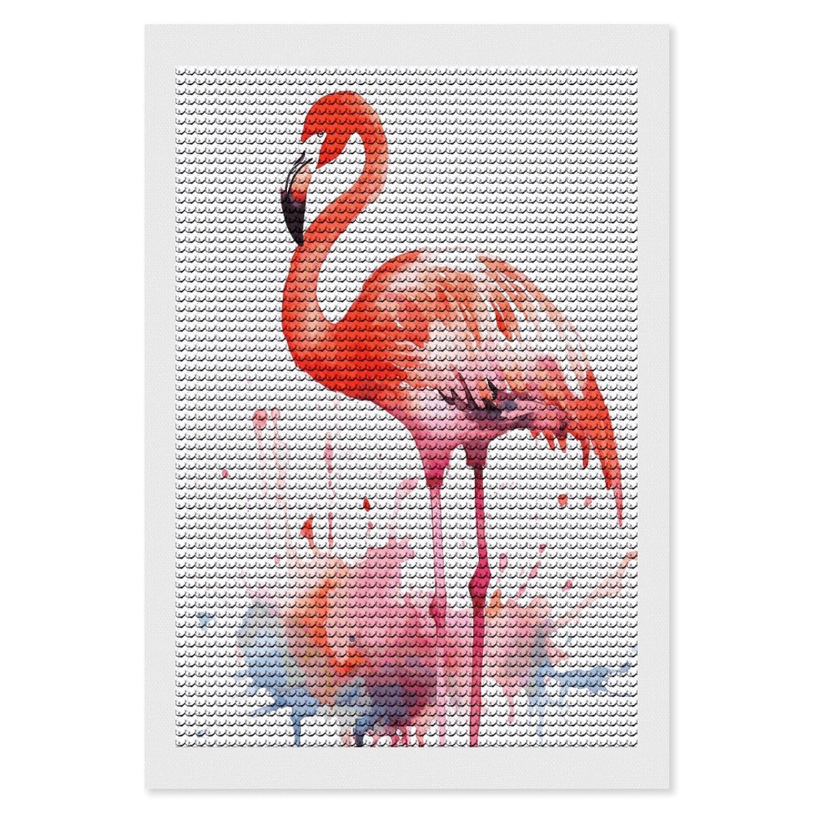 LDGSUPH Watercolor Flamingos Diamond Painting Kits for Adults Paint with Diamond Pictures Art DIY Full Drill Diamond Dots Painting Personalized Diamond Photo for Home Wall Decor Gift 8"x12"