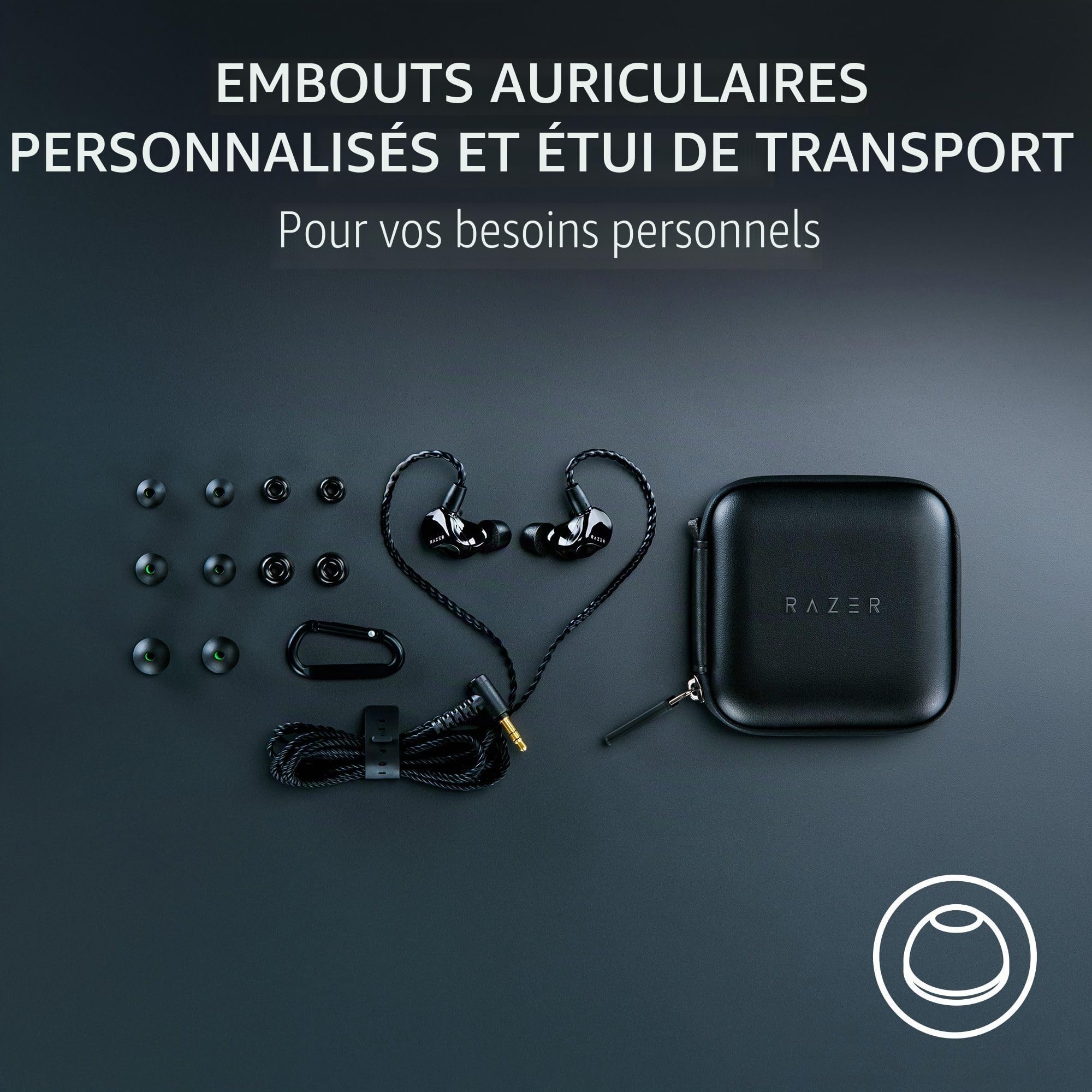 Razer Moray Écouteurs Intra-Auriculaires pour Streaming : Design Acoustique Hybride à Double Pilote – Forme Ergonomique discrète – Isolation Passive du Bruit – Fils Supra-Auriculaires tressés –