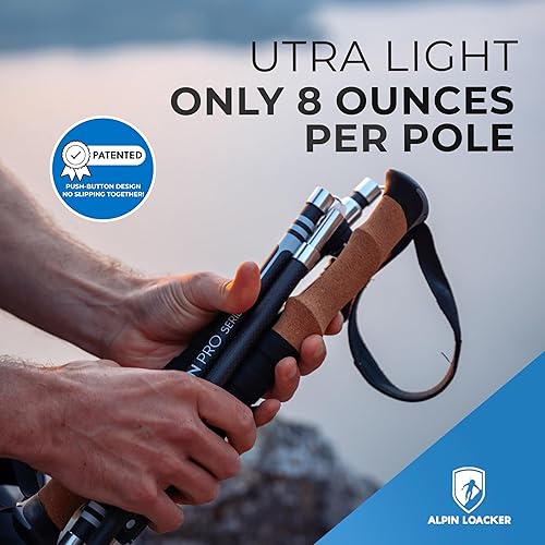 Miniatura 3 de ALPIN LOACKER Bastones de trekking plegables para senderismo I Bastones de senderismo de carbono o aluminio, ultraligeros I Bastones de trekking