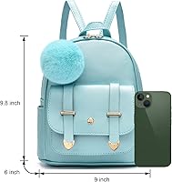 Vista 3 de I IHAYNER Mochila de moda para niñas y adolescentes, monederos de piel sintética con pompón, bolsa de hombro