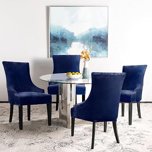 Vista 25 de Lellen Funda elástica para silla con respaldo de ala, funda reutilizable para silla lateral con respaldo de ala, fundas para sillas de comedor, 02