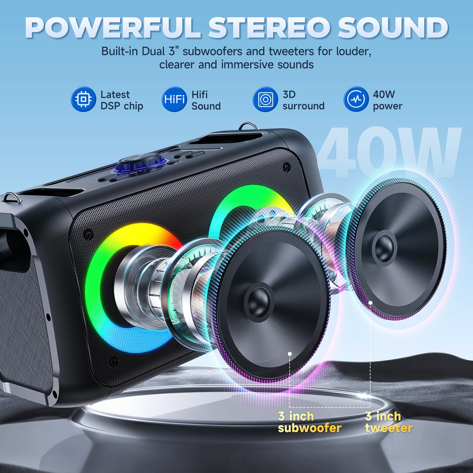 JYX Machine Karaoke Adultes avec 2 Microphones sans Fil, Haut-Parleur Bluetooth 5.3 Portable avec Roues et Lumières Disco, Enceinte Karaoké de Fête pour Les Réunions