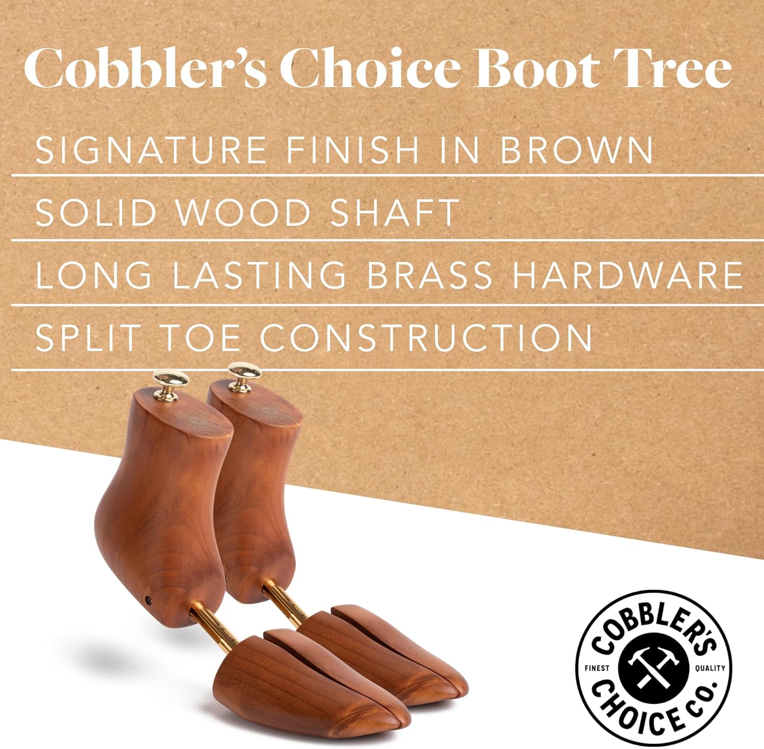 Cobbler's Choice Co. Finest Quality Men’s Boot Tree – Varnished Natural Wood, Timeless Design, Signature Finish, Brown - Image 2